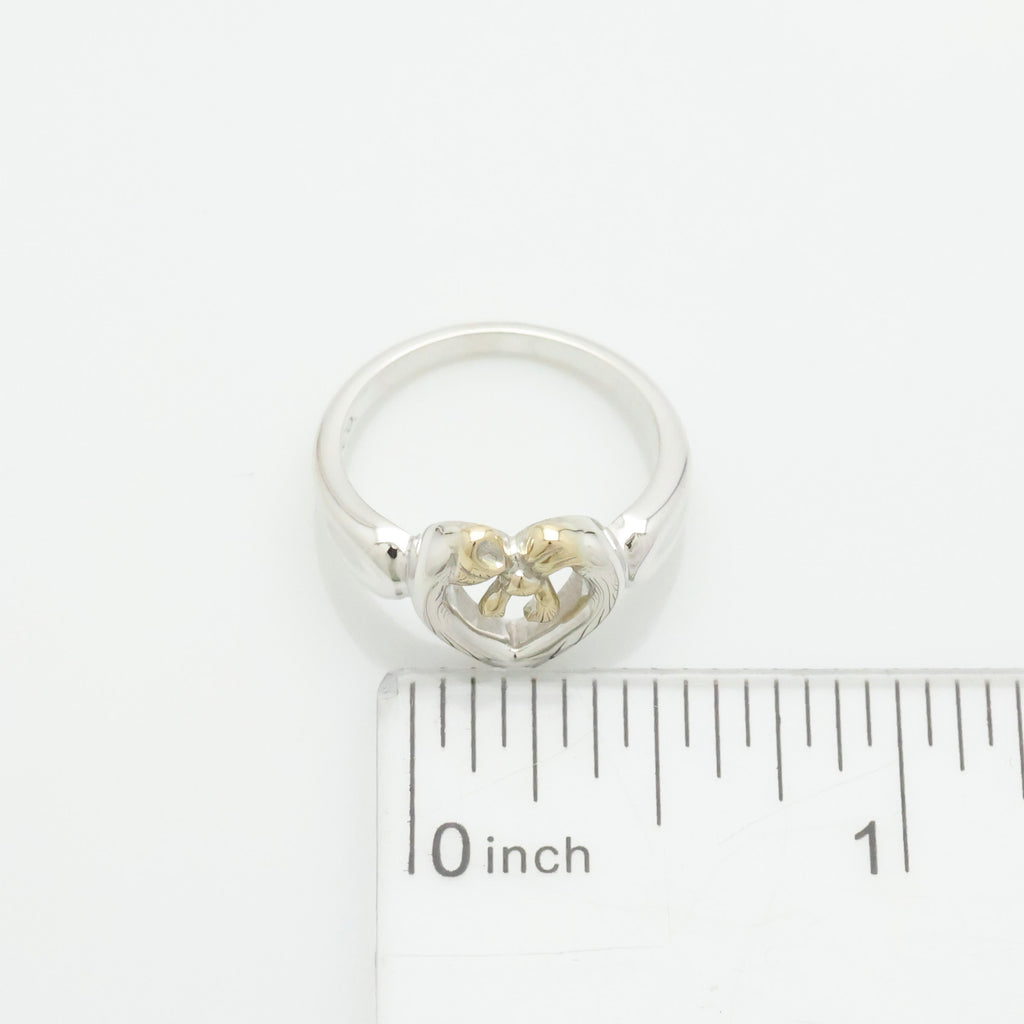 TIFFANY&Co. ハート リボン コンビ イエローゴールド リング 12 号 AG925 AU750