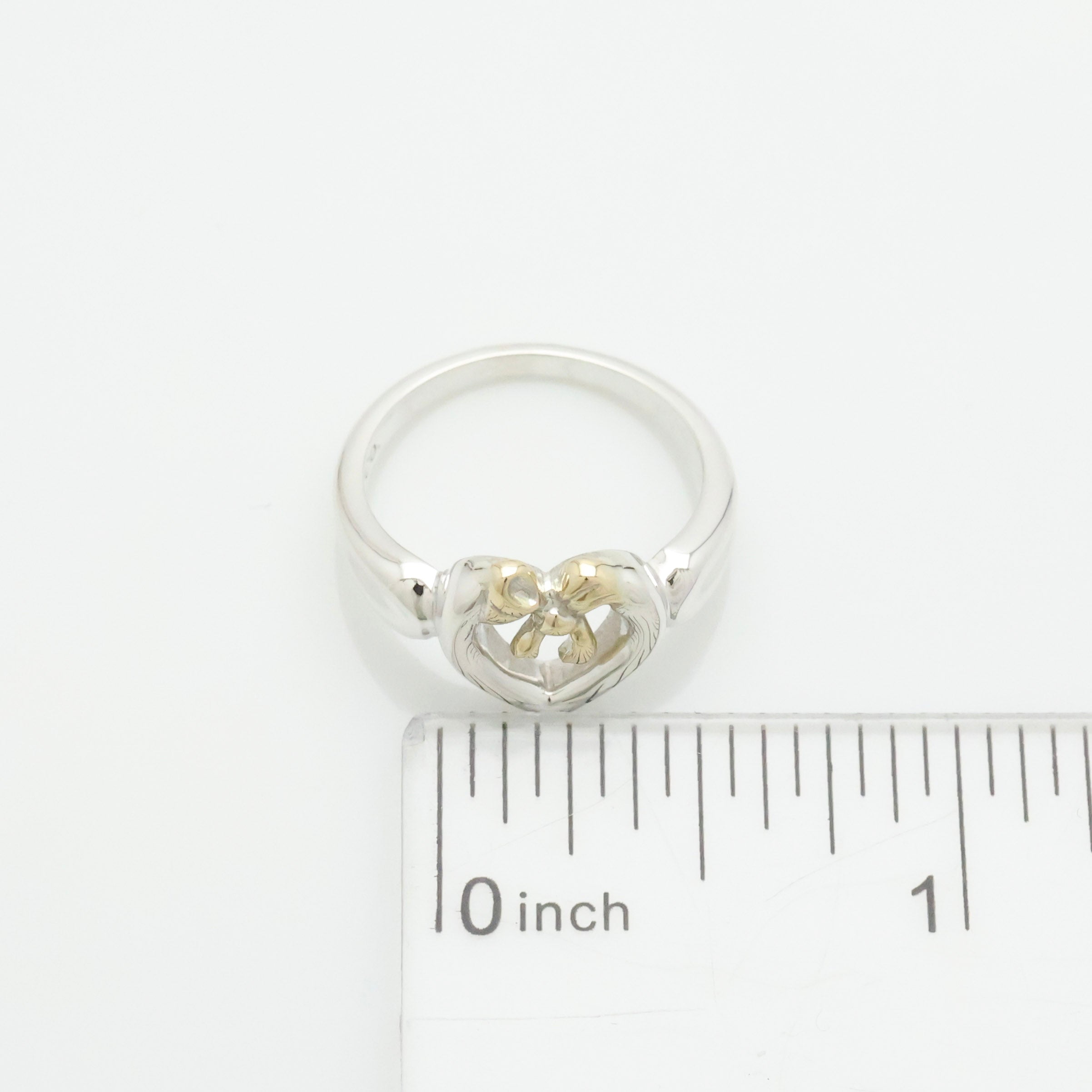 TIFFANY&Co. ハート リボン コンビ イエローゴールド リング 12 号 AG925 AU750