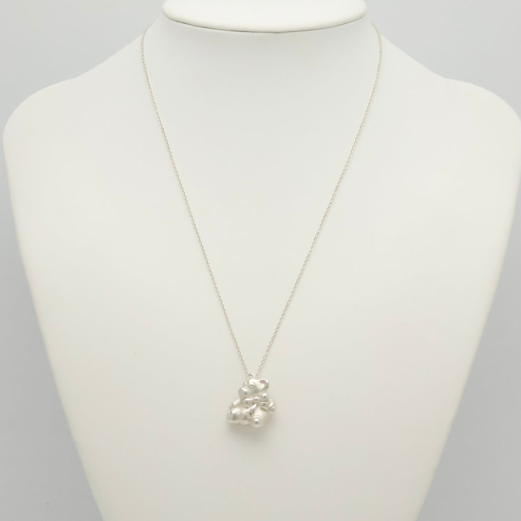 Tiffany & Co. Teddy Bear Ribbon Bow Necklace Sterling Silver 925