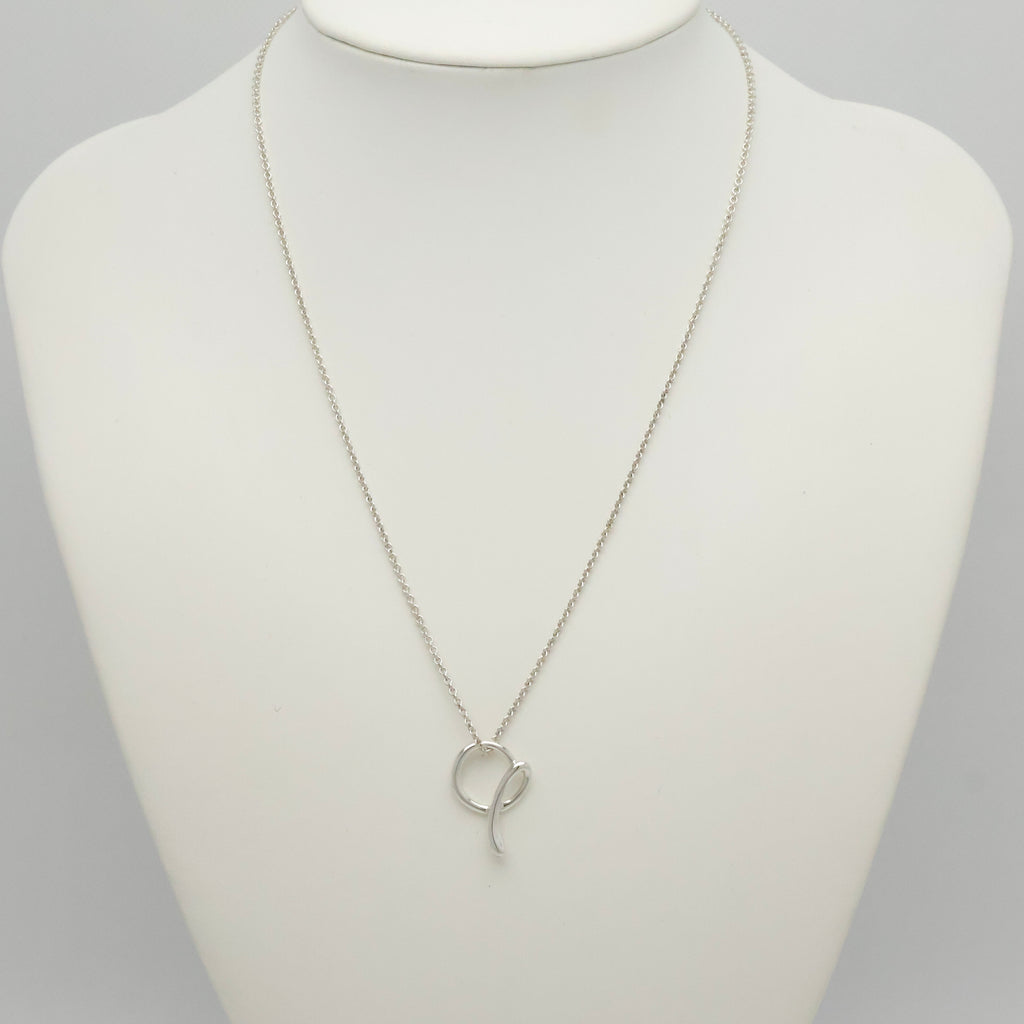 Tiffany & Co. Initial Letter "A" Pendant Necklace Sterling Silver 925