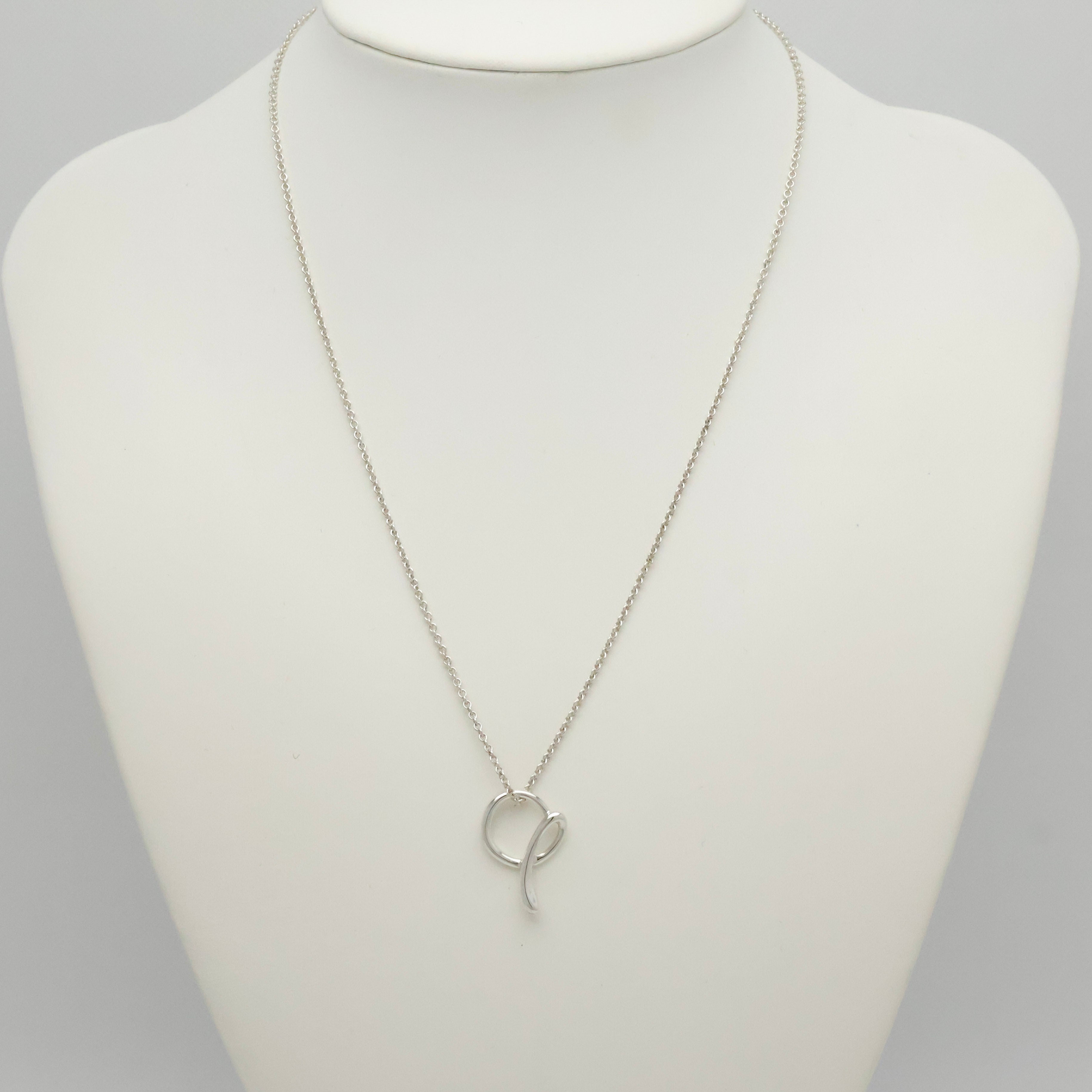 Tiffany & Co. Initial Letter "A" Pendant Necklace Sterling Silver 925