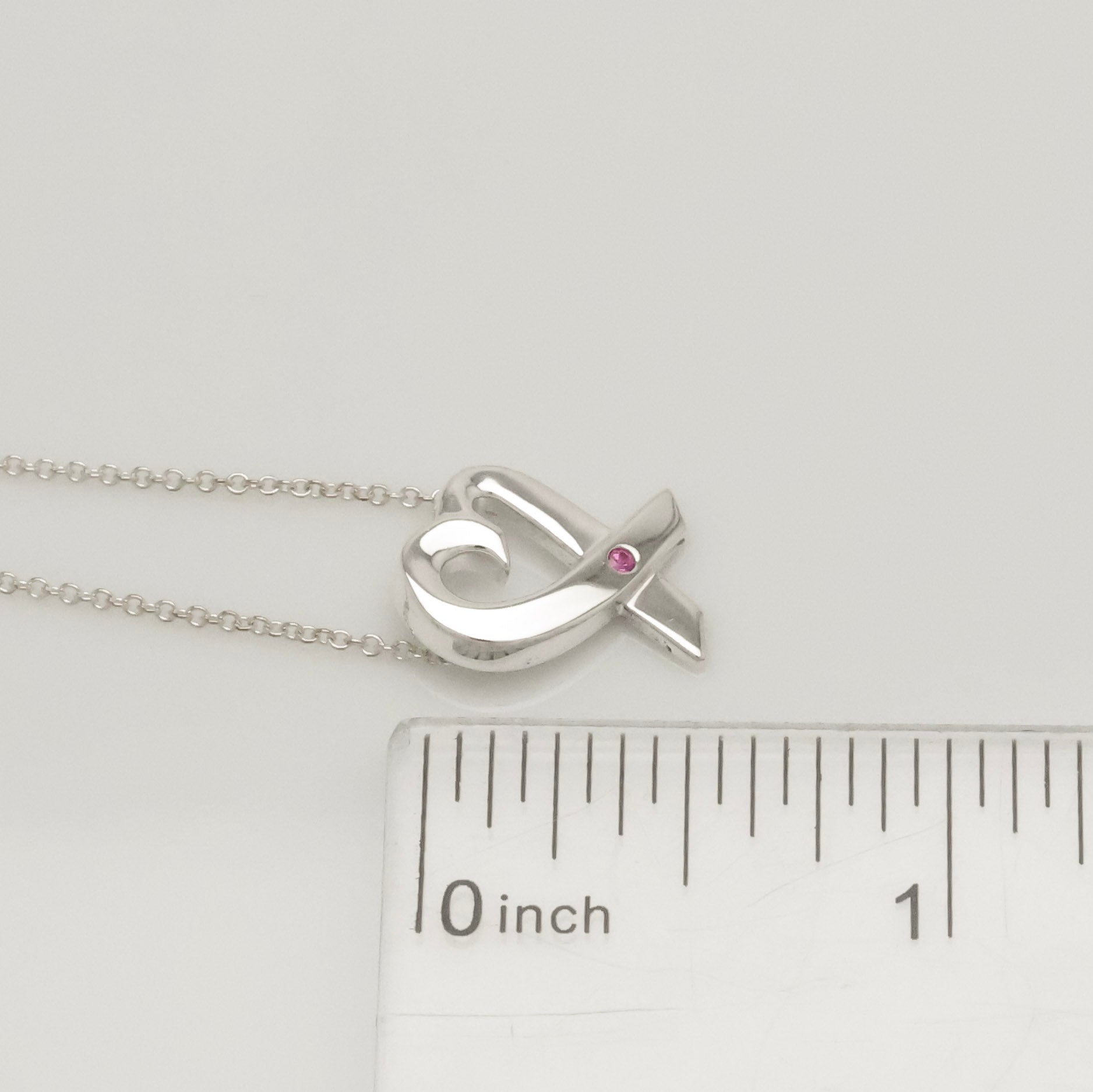 TIFFANY&Co. ラビング ハート 1P ピンクサファイア パロマピカソ ネックレス AG925