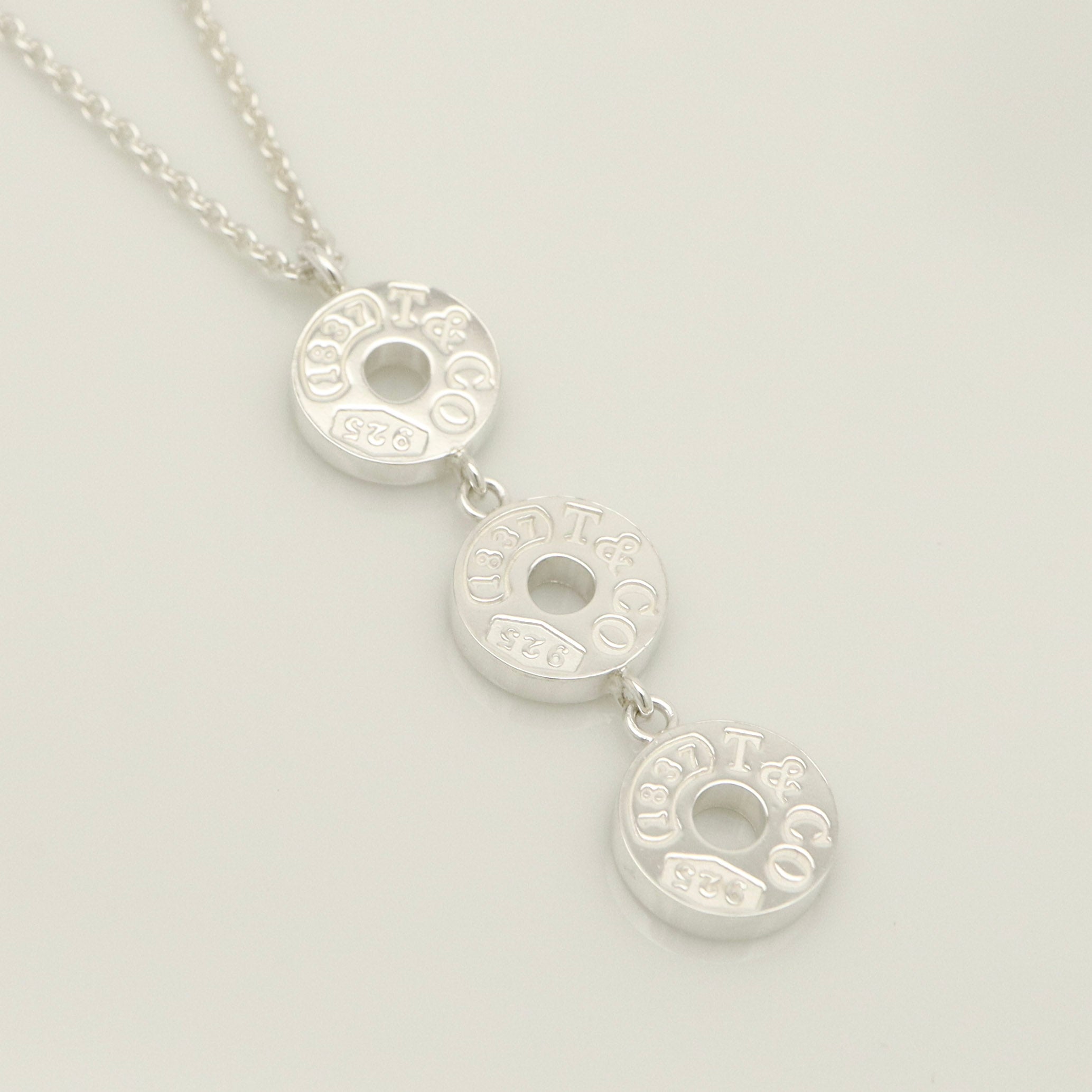 Tiffany & Co. 1837 Triple 3 Circle Pendant Necklace Sterling Silver 925