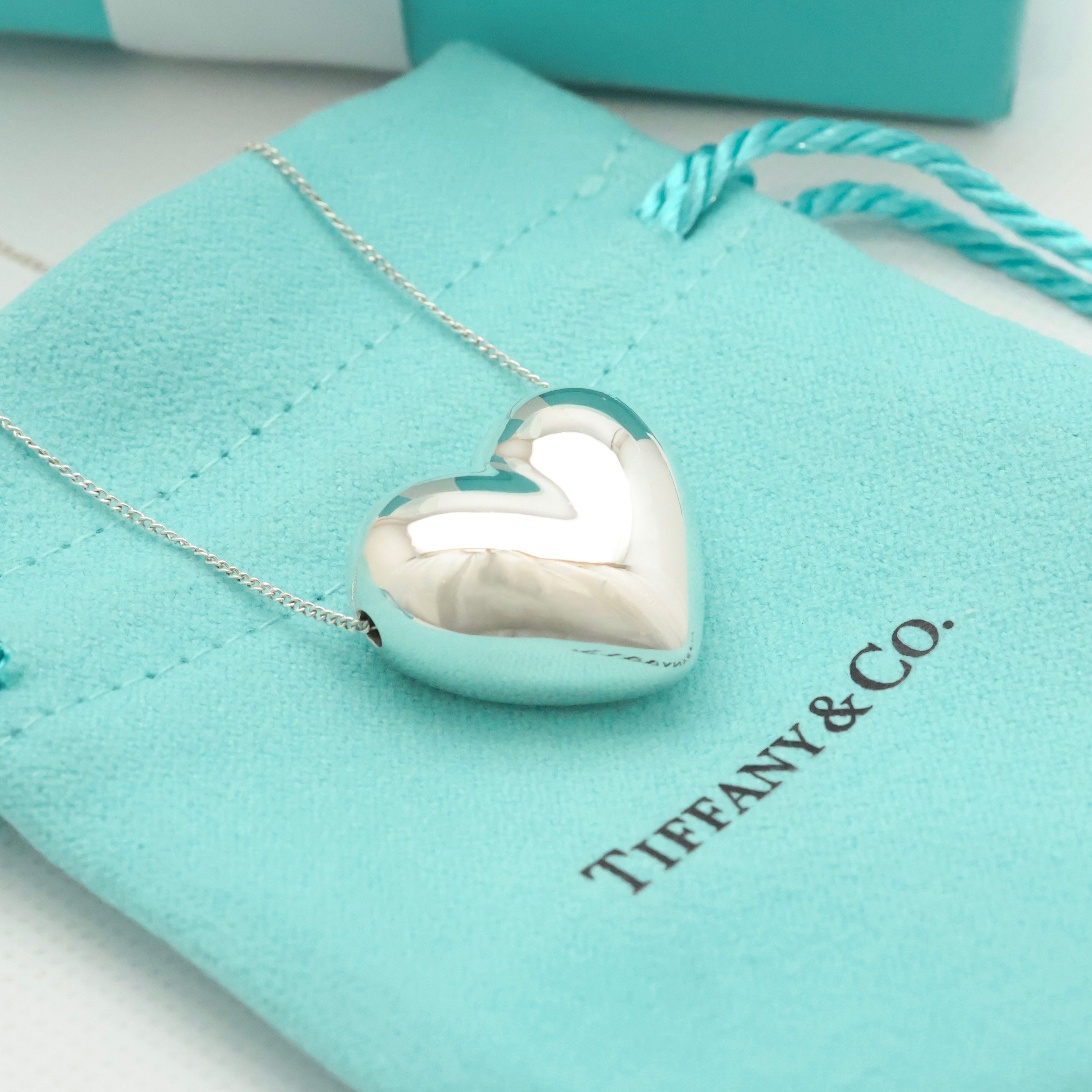 Tiffany & Co. Pinched Heart Pendant Necklace Sterling Silver 925