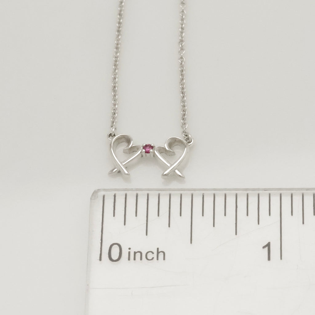 TIFFANY&Co. ダブル ラビング ハート 1P ピンクサファイア パロマピカソ ネックレス AG925
