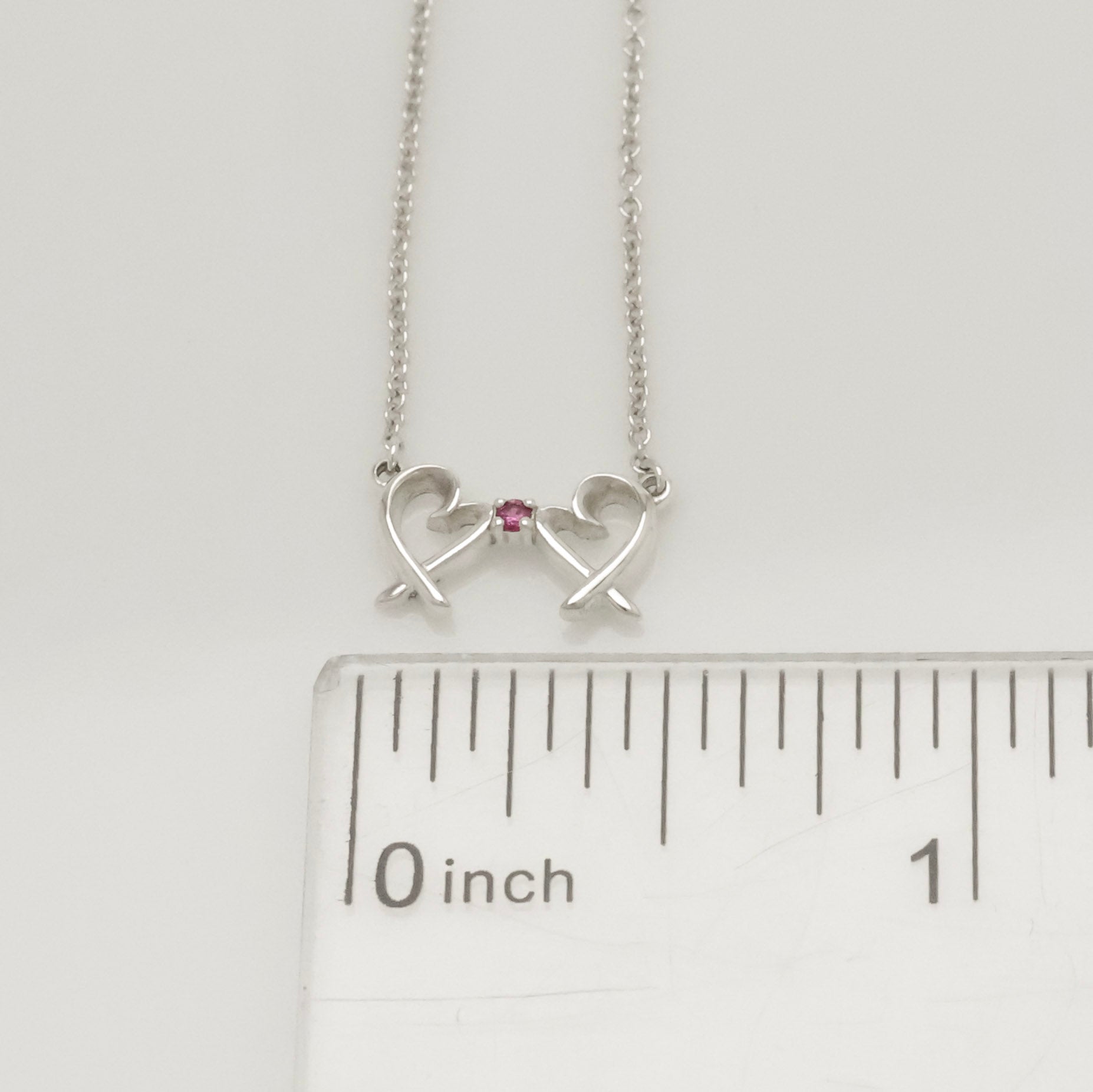 TIFFANY&Co. ダブル ラビング ハート 1P ピンクサファイア パロマピカソ ネックレス AG925