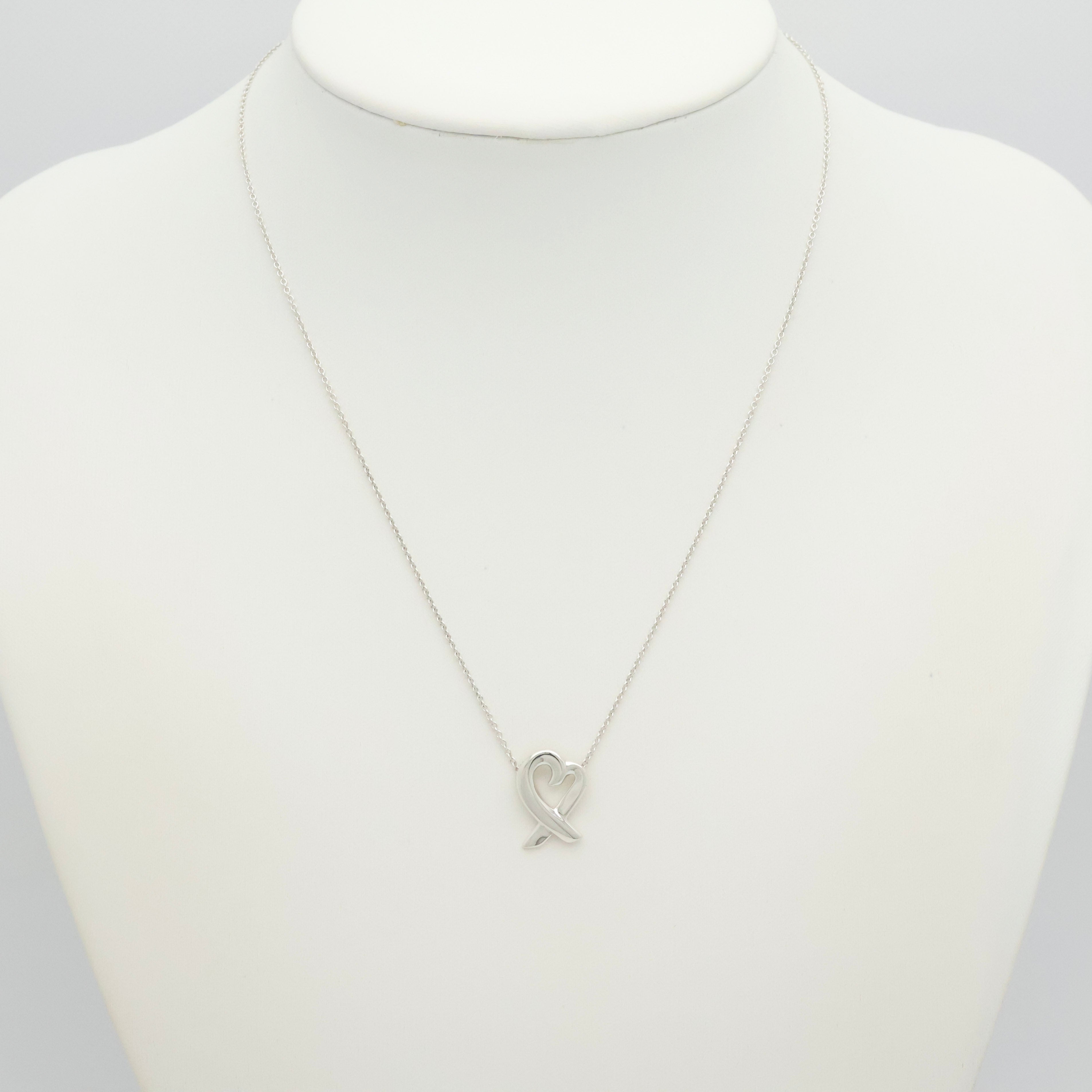 Tiffany & Co. Loving Heart Pendant Necklace Sterling Silver 925 