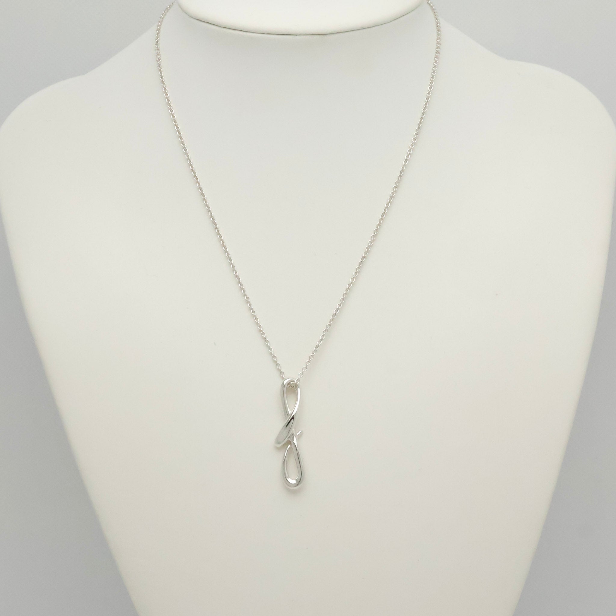 Tiffany & Co. Initial Letter "F" Pendant Necklace Sterling Silver 925