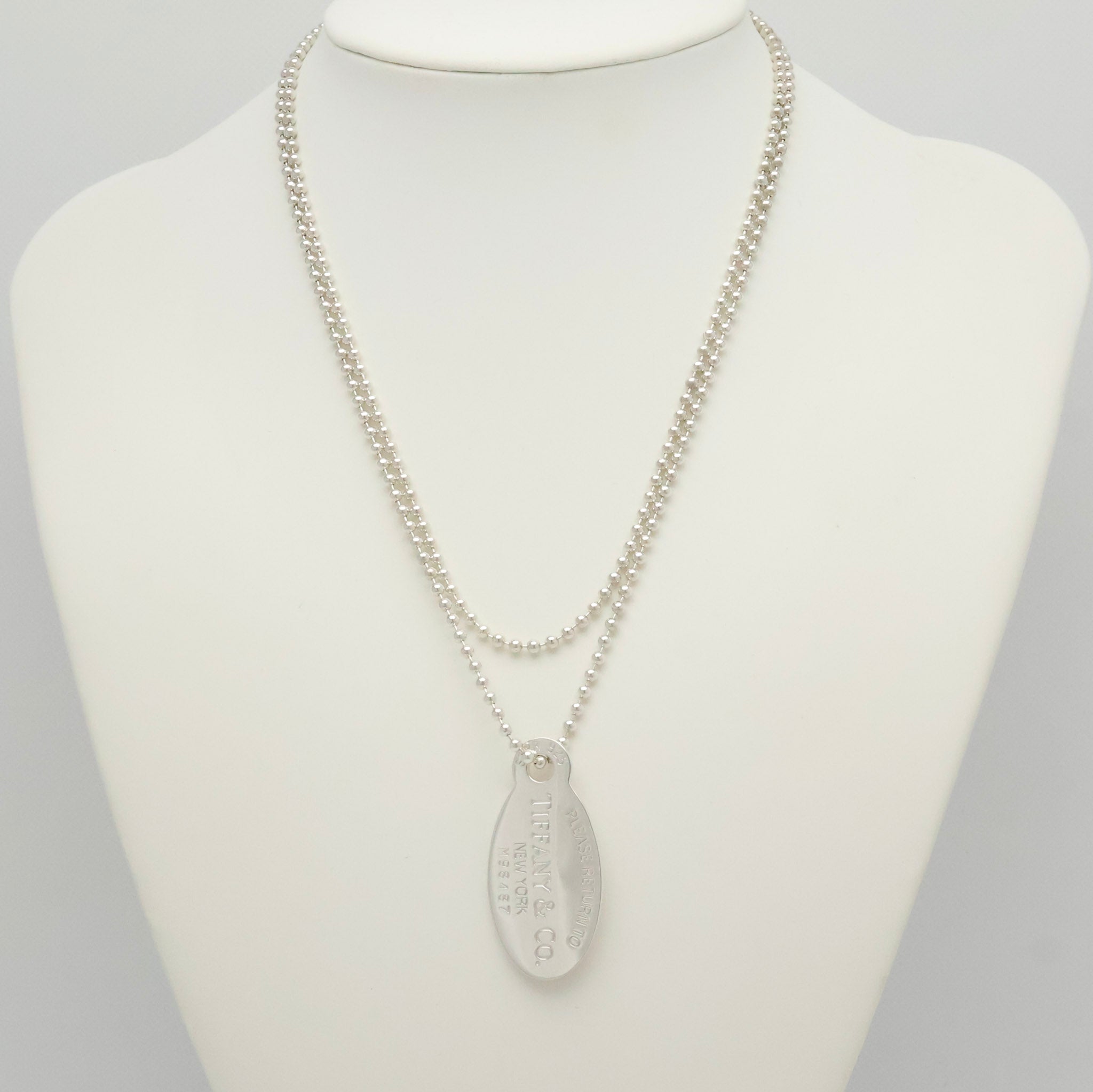 TIFFANY&Co.リターントゥ ティファニー オーバル タグ ボール チェーン ネックレス AG925