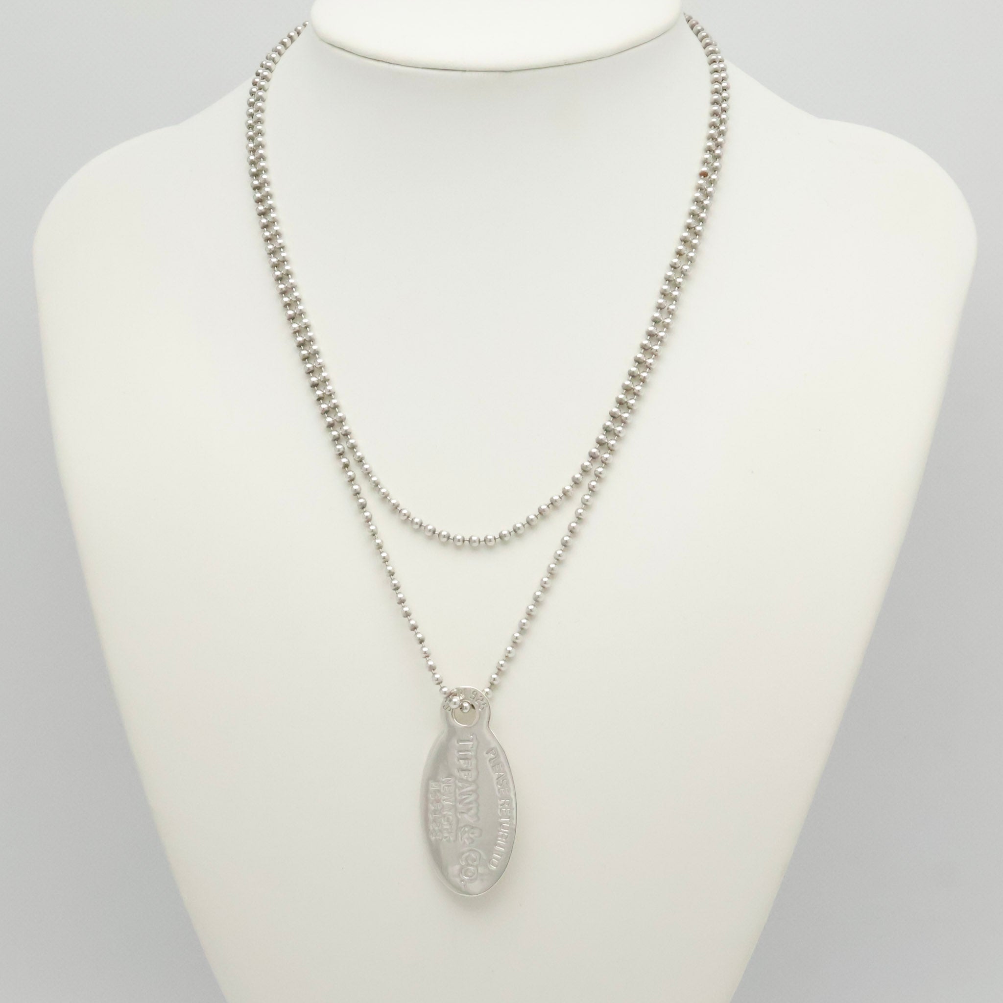 TIFFANY&Co.リターントゥ ティファニー オーバル タグ ボール チェーン ネックレス AG925