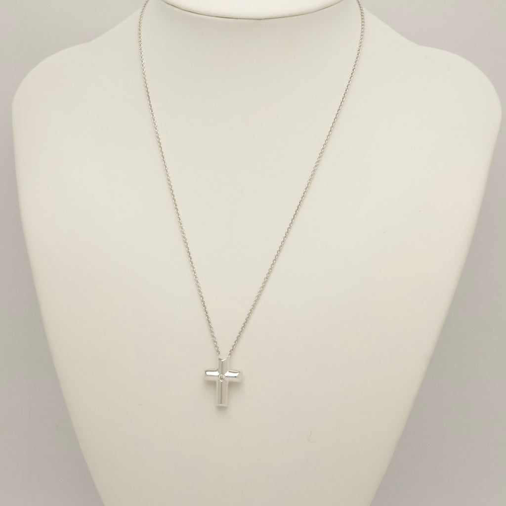 Tiffany & Co. Tenderness Cross Diamond Necklace Sterling Silver 925