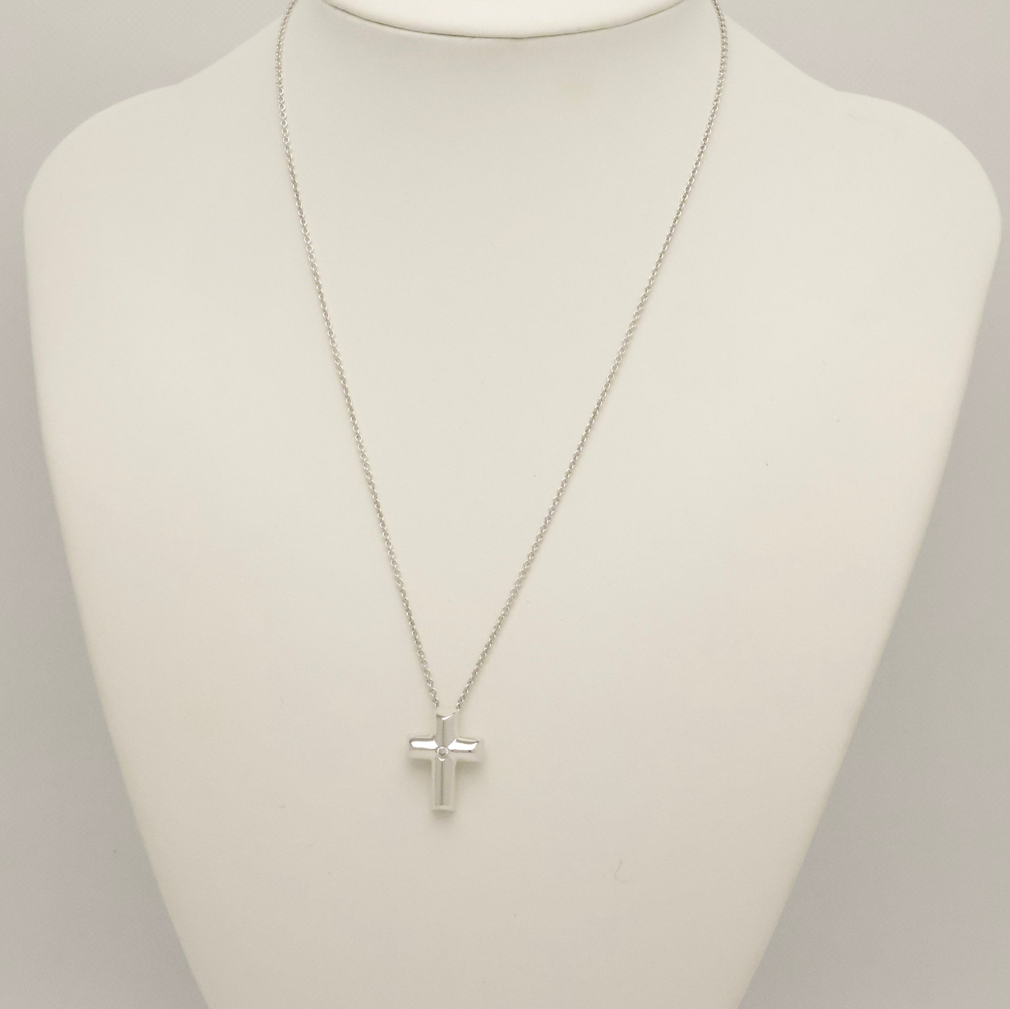 Tiffany & Co. Tenderness Cross Diamond Necklace Sterling Silver 925