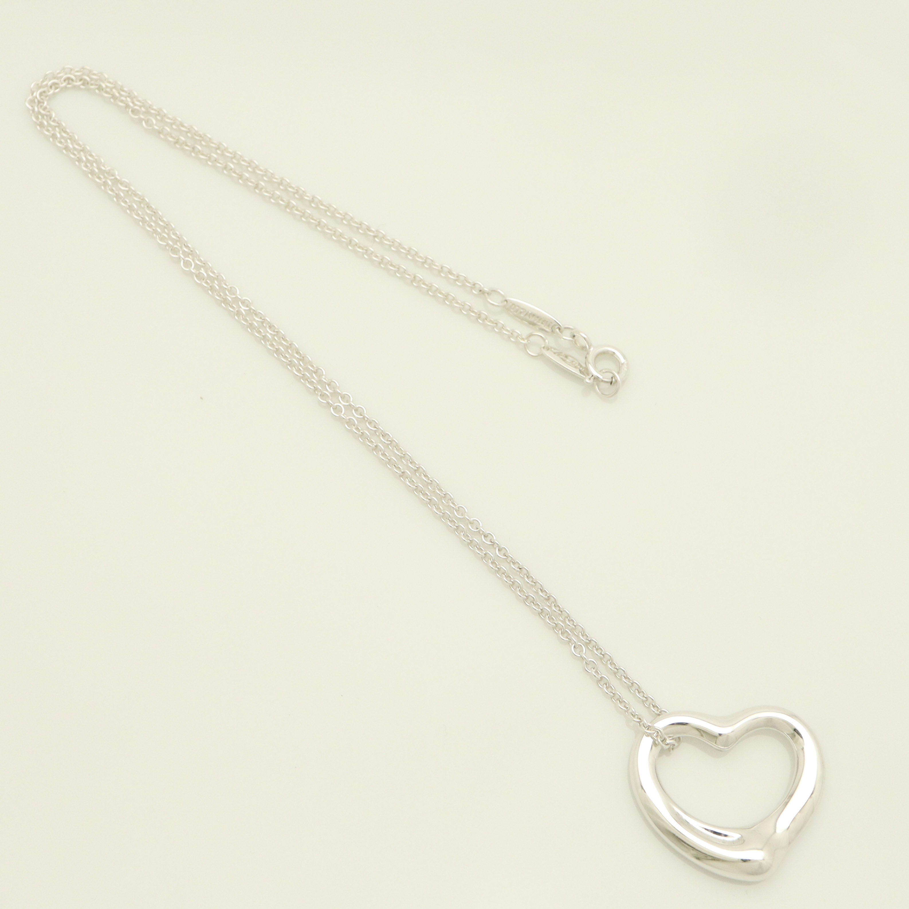 Tiffany & Co. Open Heart Pendant Necklace Sterling Silver 925