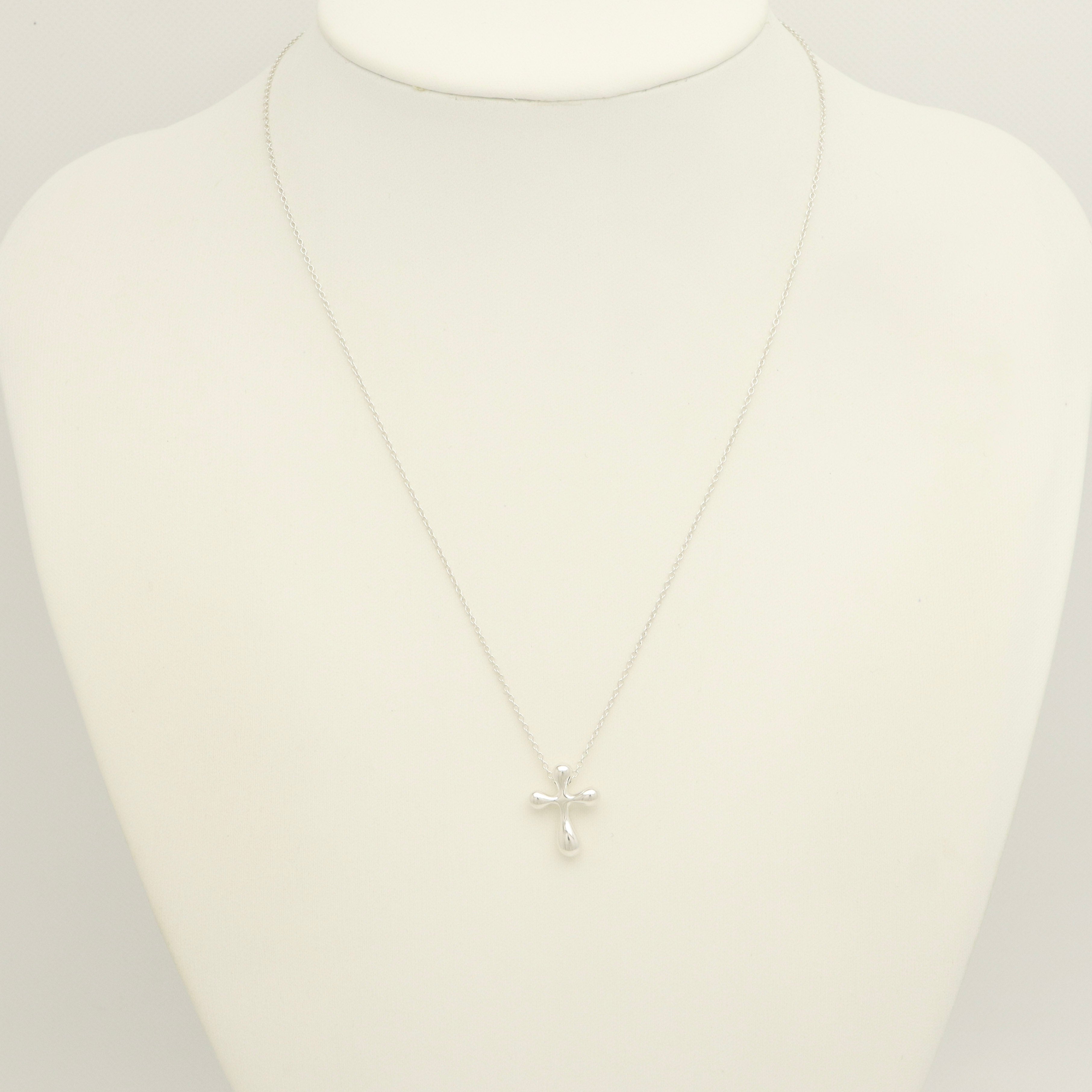  Tiffany & Co. Small Cross Pendant Necklace  Sterling Silver 925 