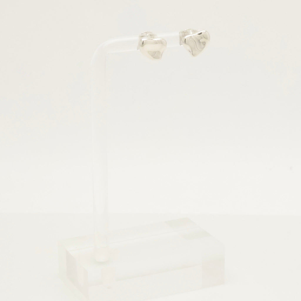 Tiffany & Co. Elsa Peretti Full Heart Stud Earrings Sterling Silver 925 