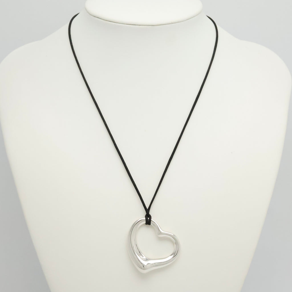 TIFFANY&Co. オープンハート 36mm シルクコード エルサペレッティ ネックレス AG925