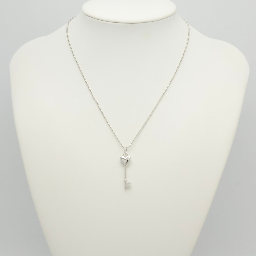 Tiffany & Co. Heart Key 1P Diamond Necklace Sterling Silver 925 