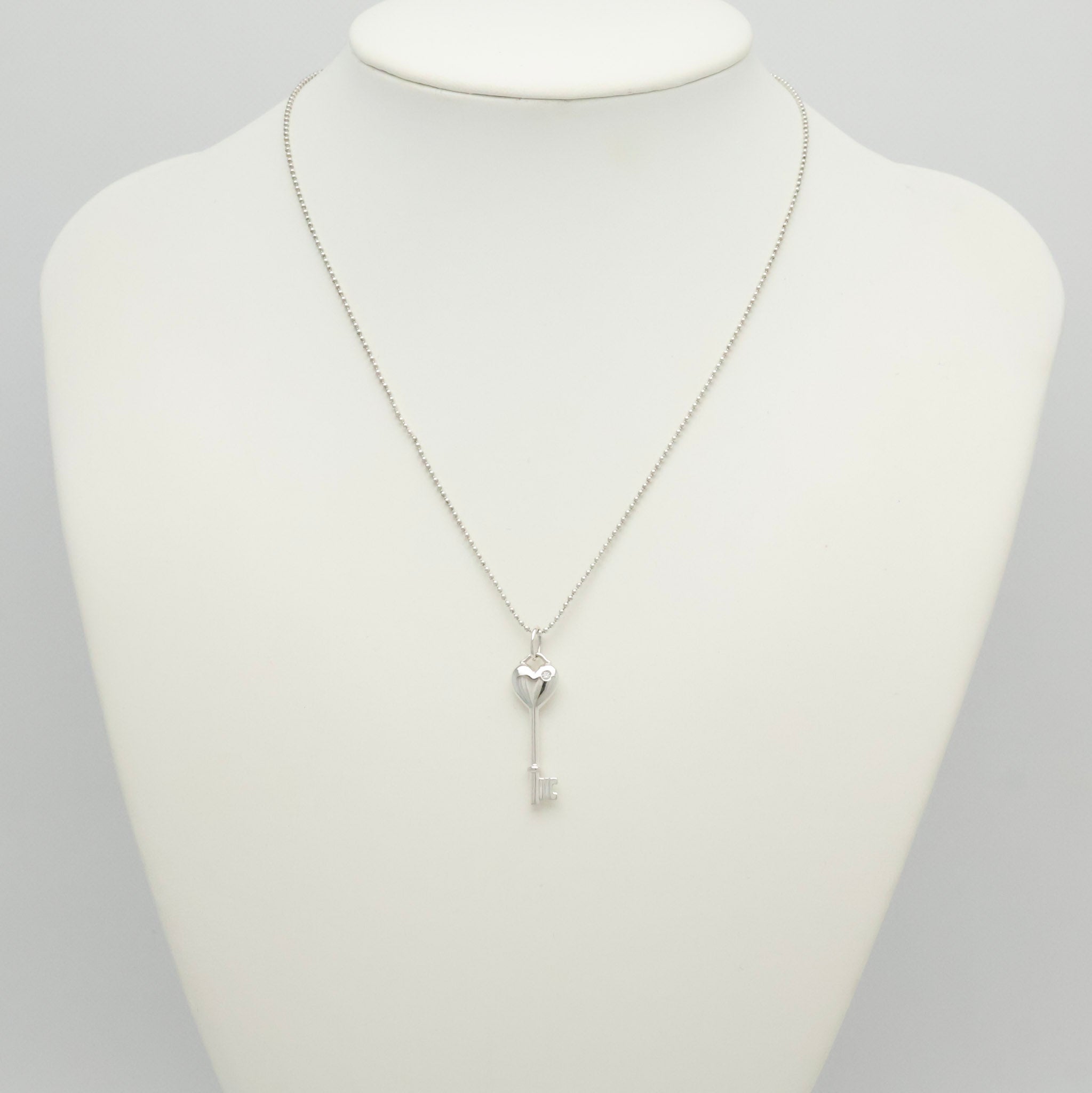 Tiffany & Co. Heart Key 1P Diamond Necklace Sterling Silver 925 