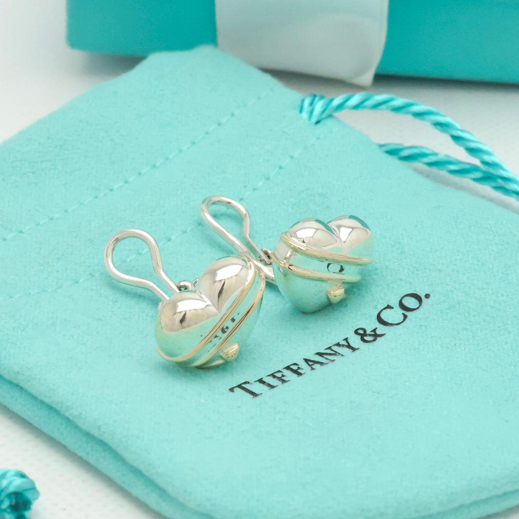 TIFFANY&Co. ハート アロー キューピット コンビ クリップ ピアス AG925 AU750