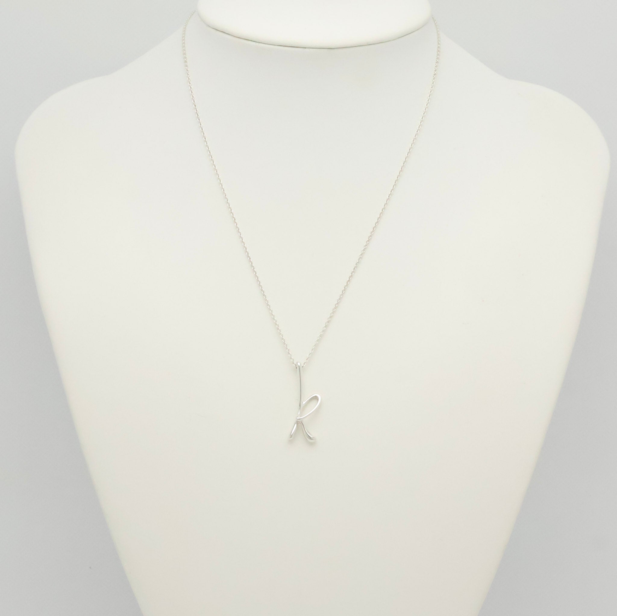 Tiffany & Co. Initial Letter "K" Pendant Necklace Sterling Silver 925
