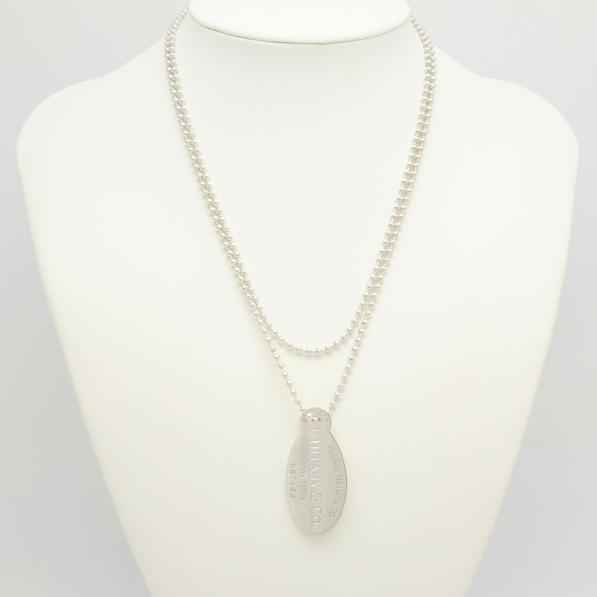 TIFFANY&Co.リターントゥ ティファニー オーバル タグ ボール チェーン ネックレス AG925
