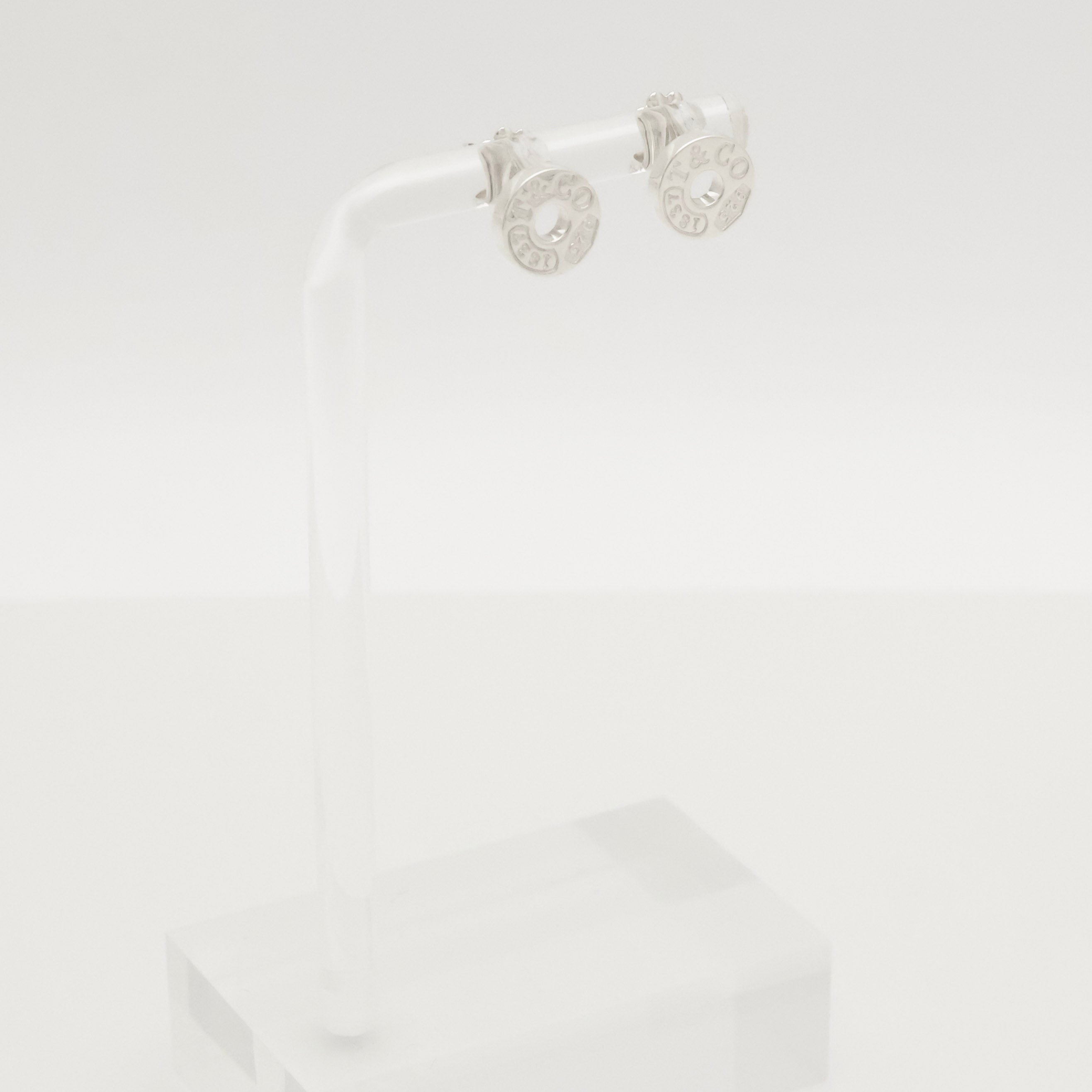 Tiffany & Co. 1837 Round Circle Stud Earrings Sterling Silver 925 