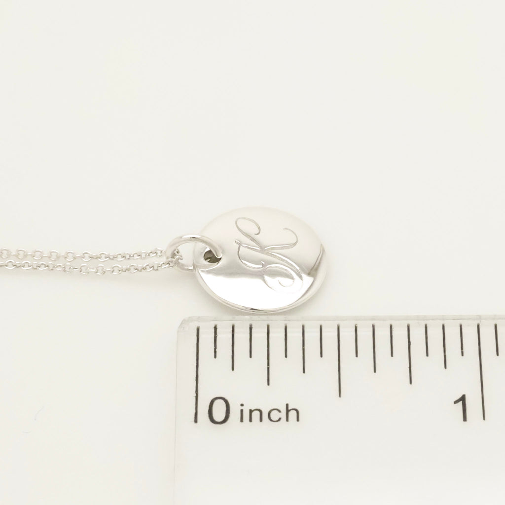  Tiffany & Co. Letter K Notes Initial Disc Necklace Sterling Silver 925