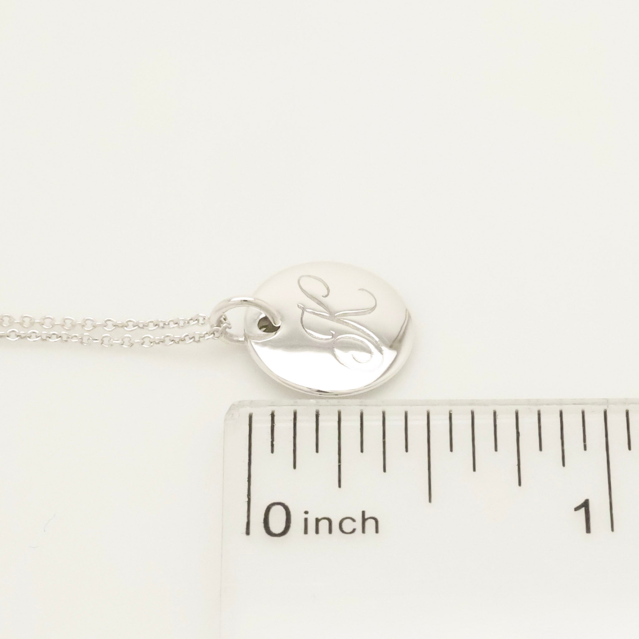  Tiffany & Co. Letter K Notes Initial Disc Necklace Sterling Silver 925
