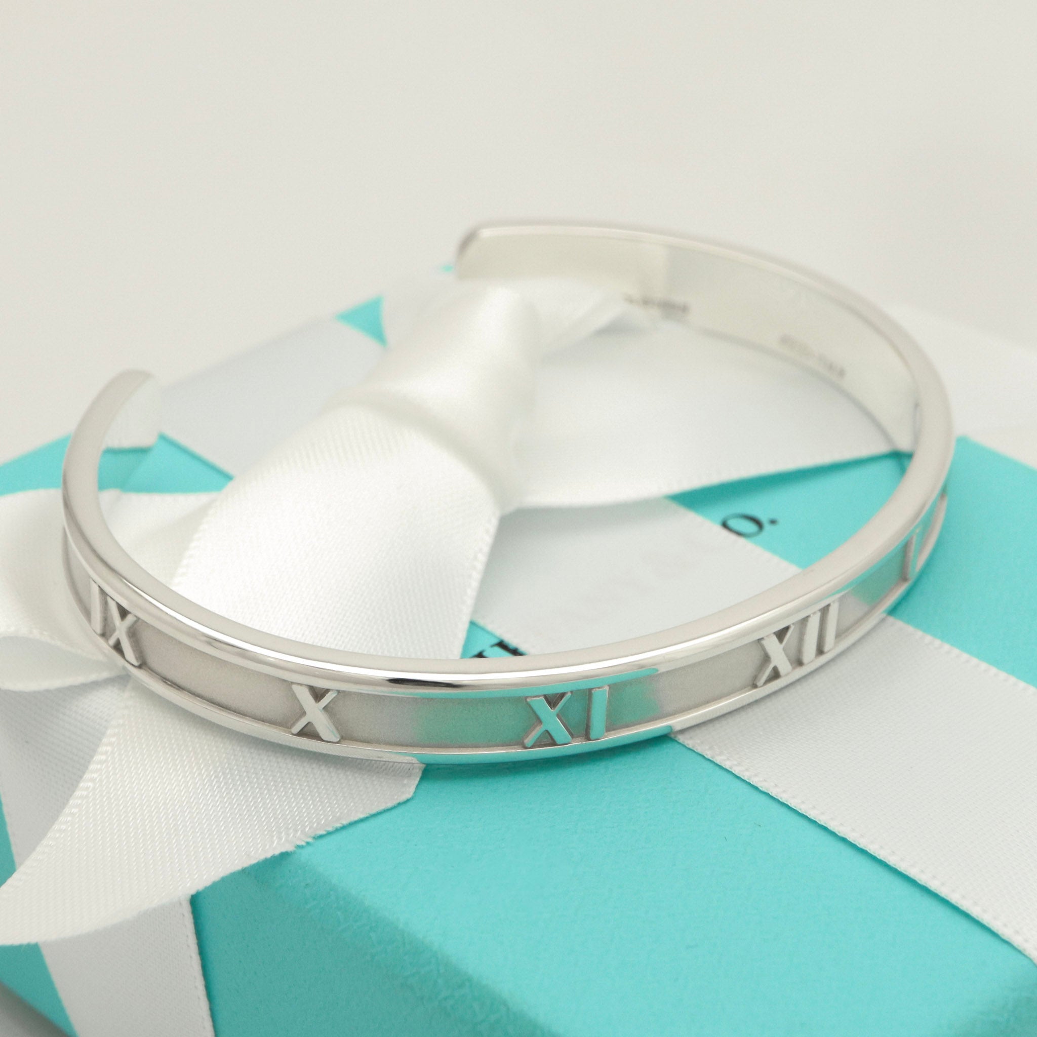 Tiffany & Co. Atlas Roman Numerals Cuff Bangle Bracelet Sterling Silver 925