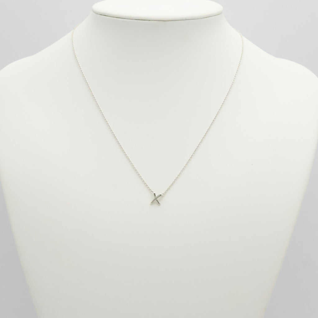 Tiffany & Co. Mini X Kiss Cross Pendant Necklace Sterling Silver 925 