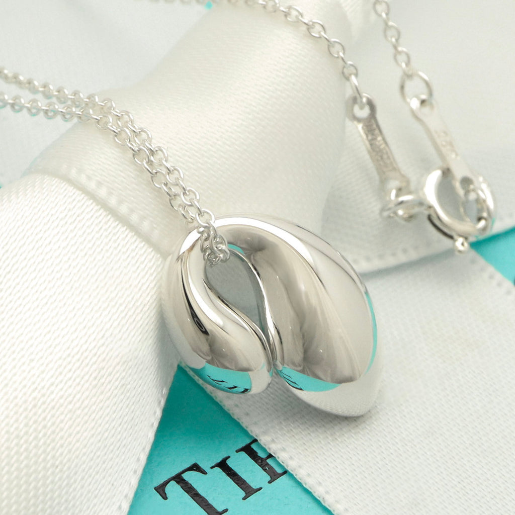 Tiffany & Co. Elsa Peretti Sterling Silver Double Teardrop Pendant Necklace Sterling Silver 925
