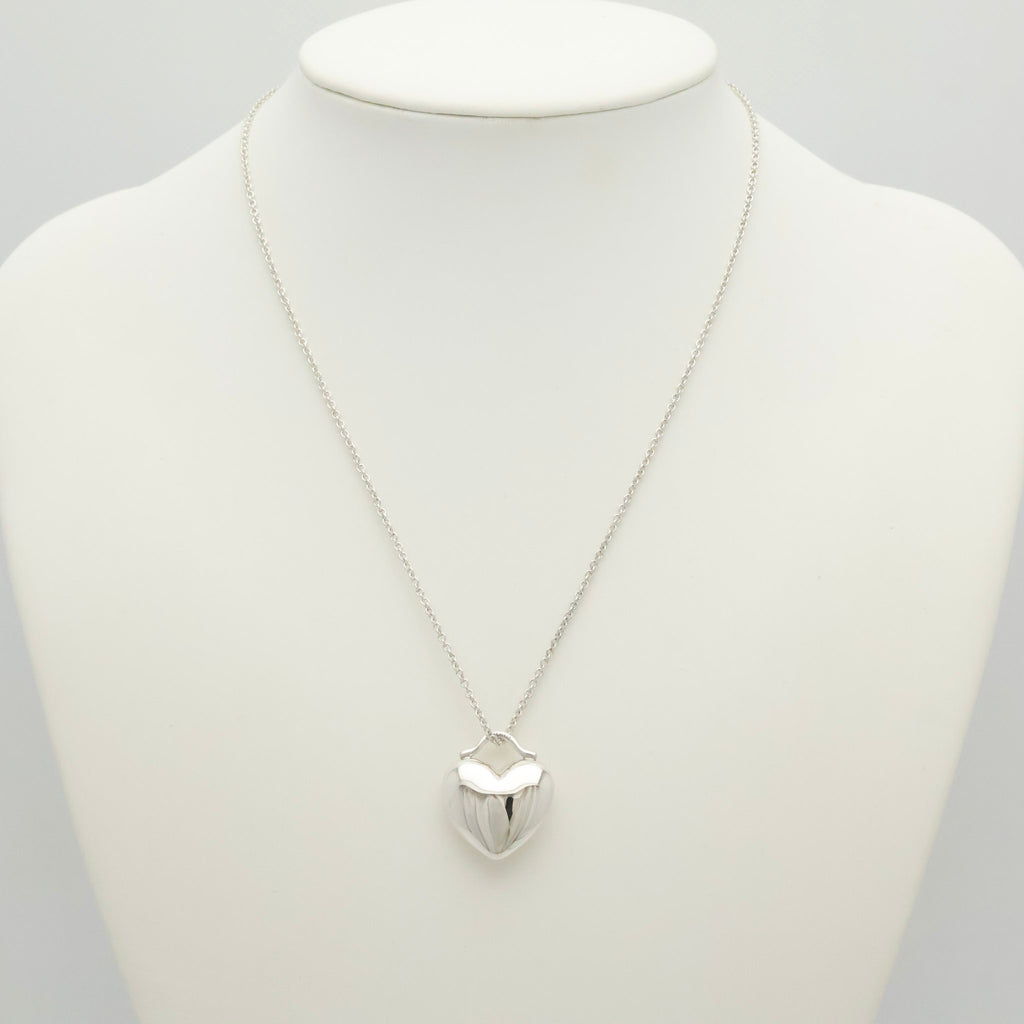  Tiffany & Co. Puff Heart Pendant Necklace Sterling Silver 925