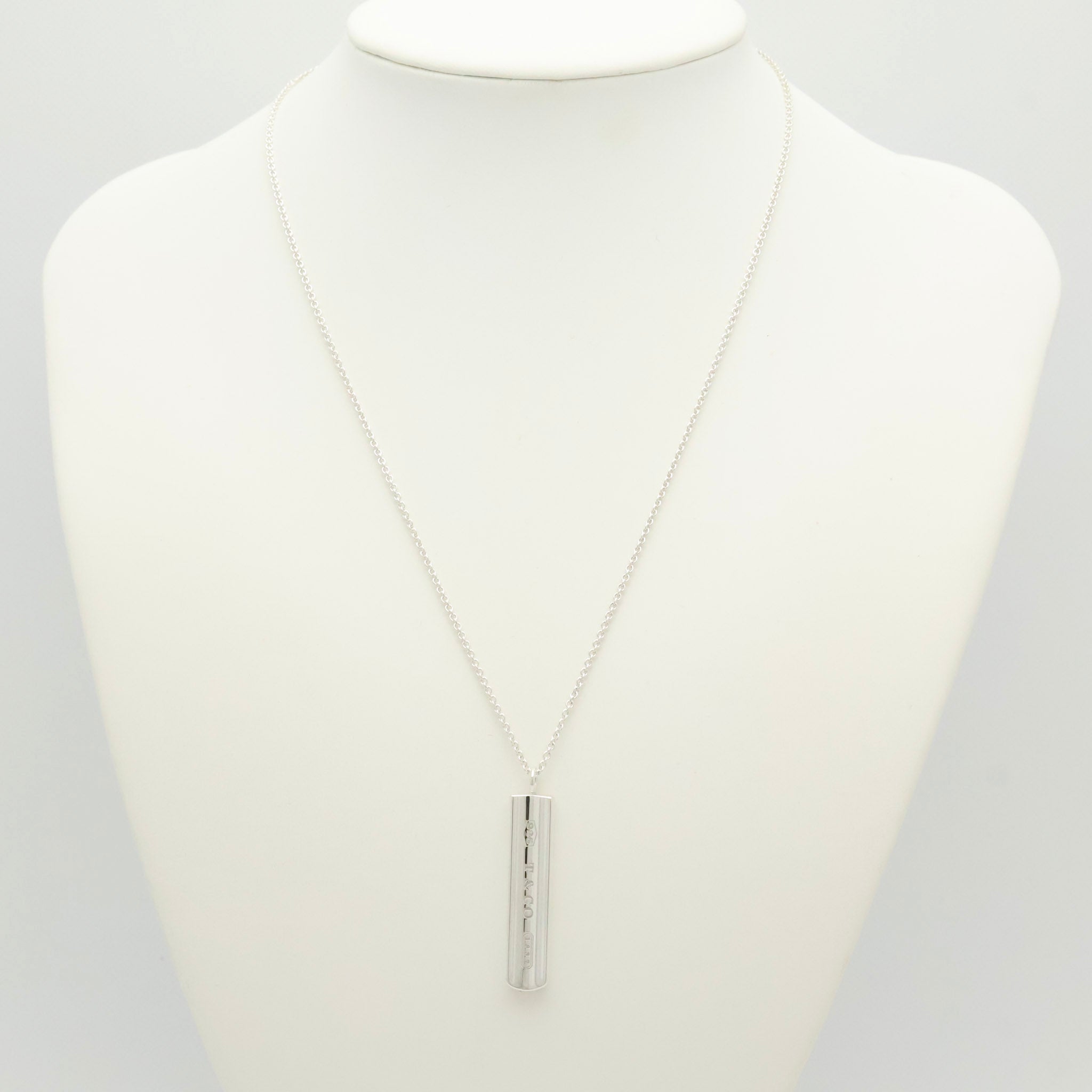 TIFFANY & Co. 1837 Bar Plate Pendant Necklace Chain Sterling Silver 925