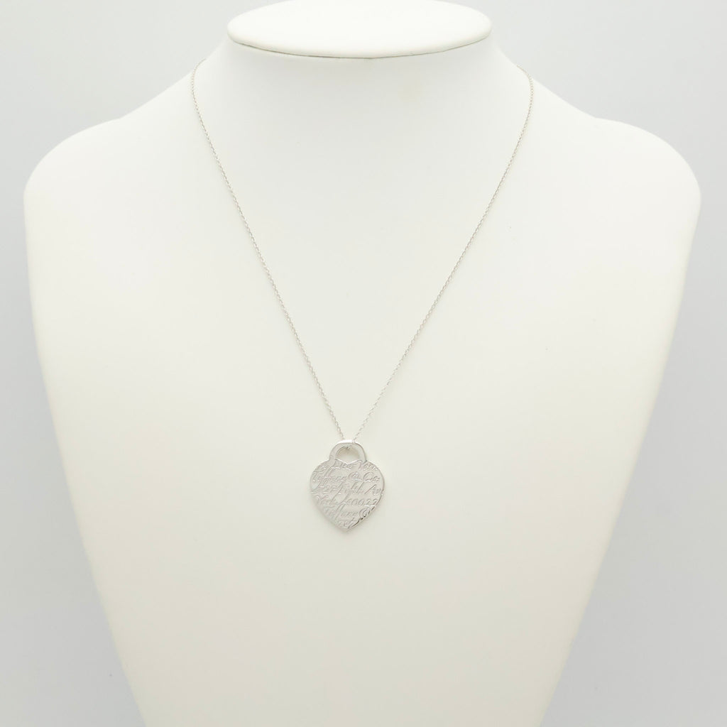 Tiffany & Co. Notes New York Heart Tag Pendant Necklace Sterling Silver 925