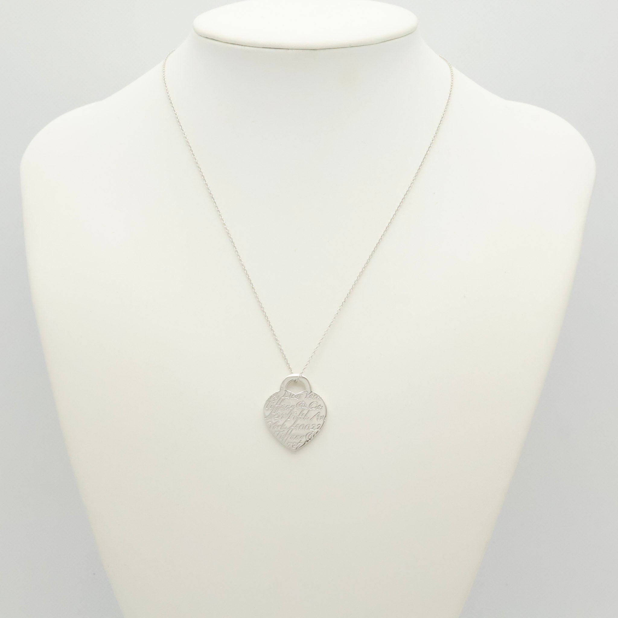 Tiffany & Co. Notes New York Heart Tag Pendant Necklace Sterling Silver 925