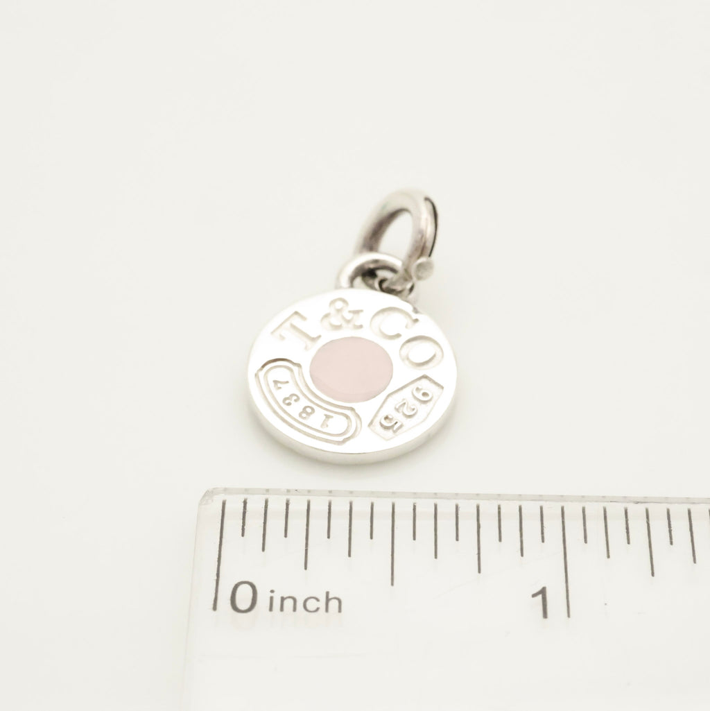 Tiffany & Co Pink Enamel 1837 Circle Pendant Charm Sterling Silver 925