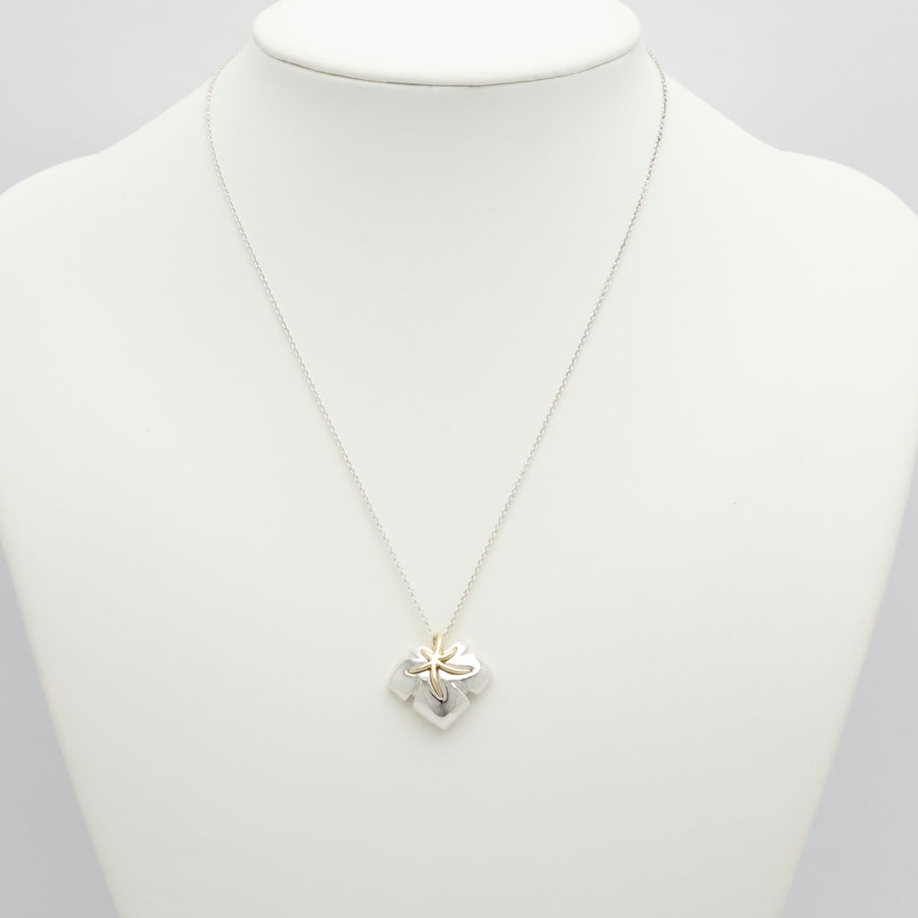  Tiffany & Co. Nature Leaf Pendant Necklace Sterling Silver 925 & Gold 