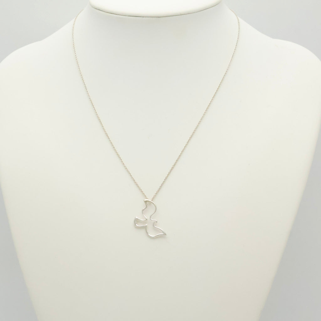 Tiffany & Co. Picasso Open Dove Bird Pendant Necklace Sterling Silver 925