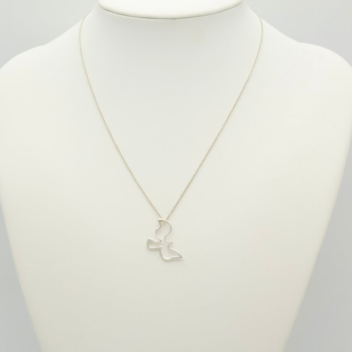 Tiffany & Co. Picasso Open Dove Bird Pendant Necklace Sterling Silver 925