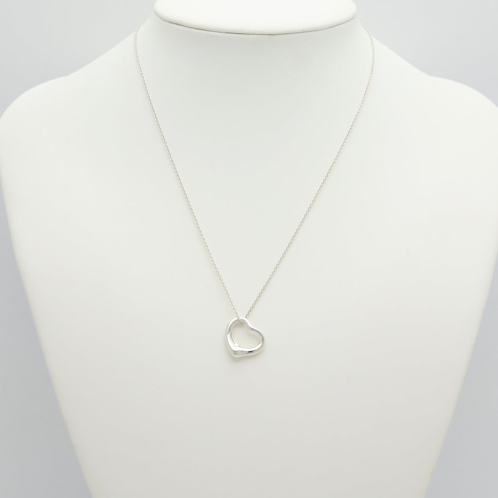Tiffany & Co. Open Heart Pendant Necklace Sterling Silver 925