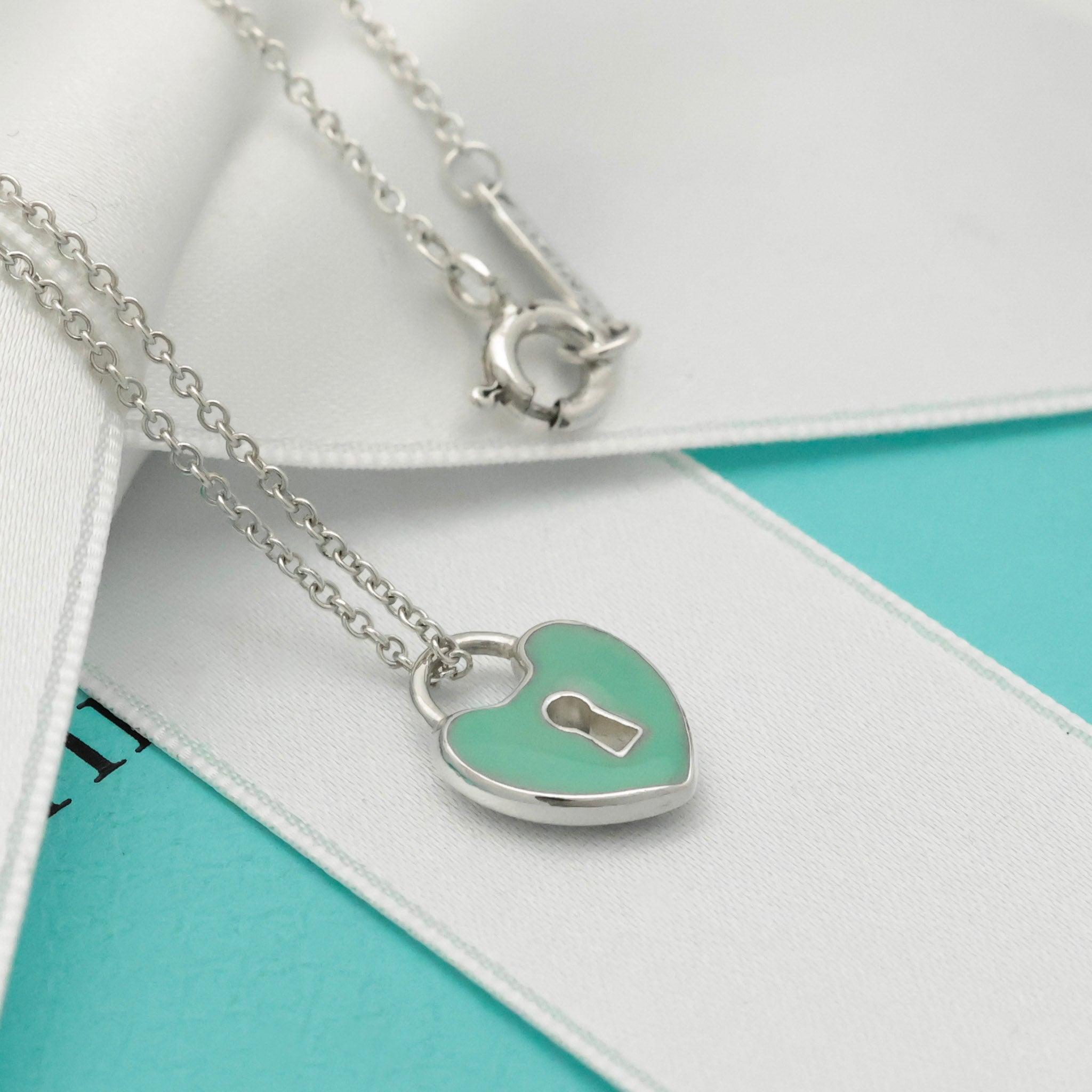 TIFFANY&Co. ハート ロック ブルーエナメル ネックレス AG925