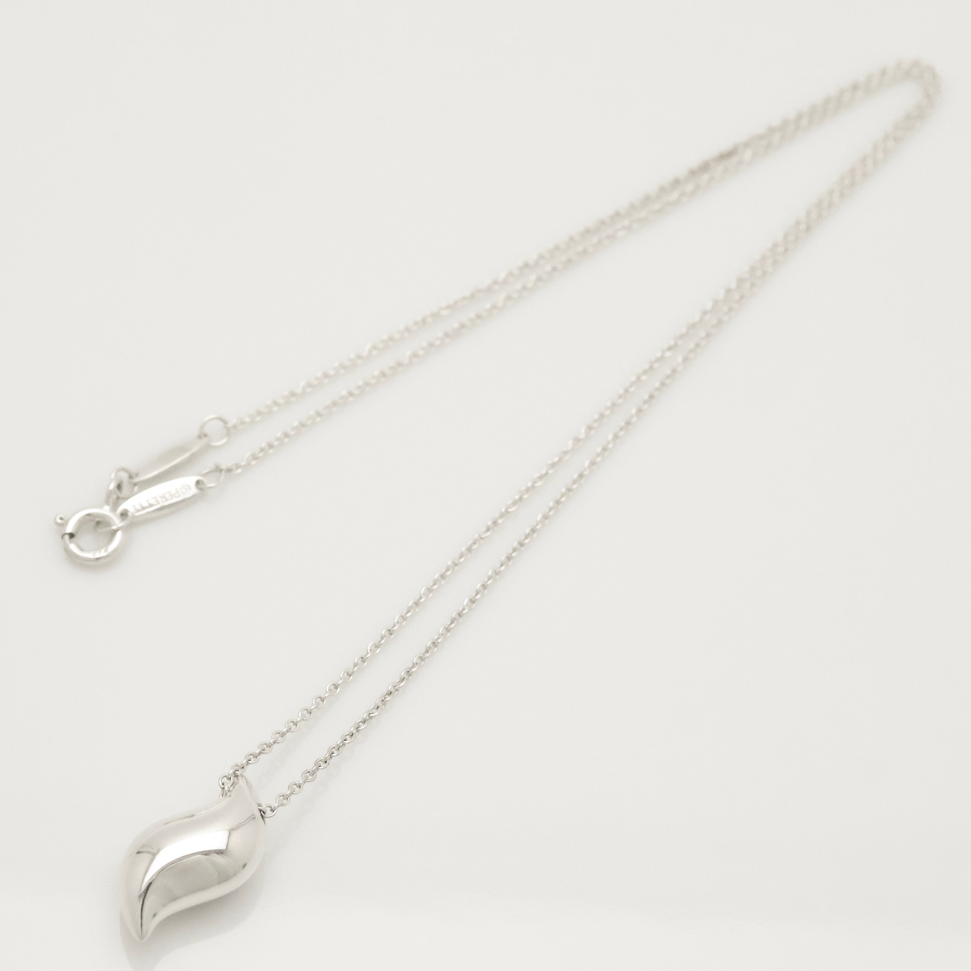 Tiffany & Co. Elsa Peretti Feather Pendant Necklace Sterling Silver 925