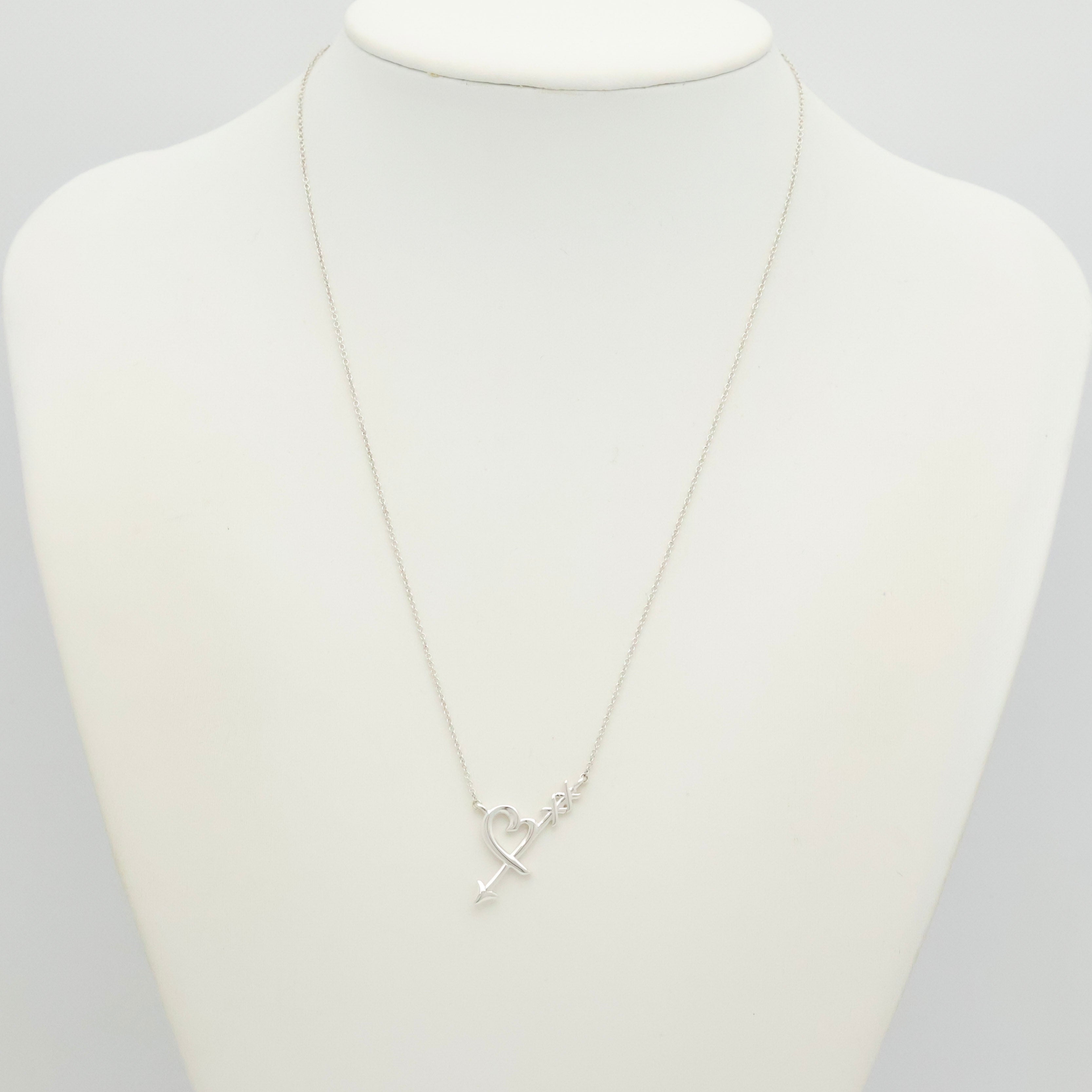 Tiffany & Co. Loving Heart Arrow Necklace Sterling Silver 925 