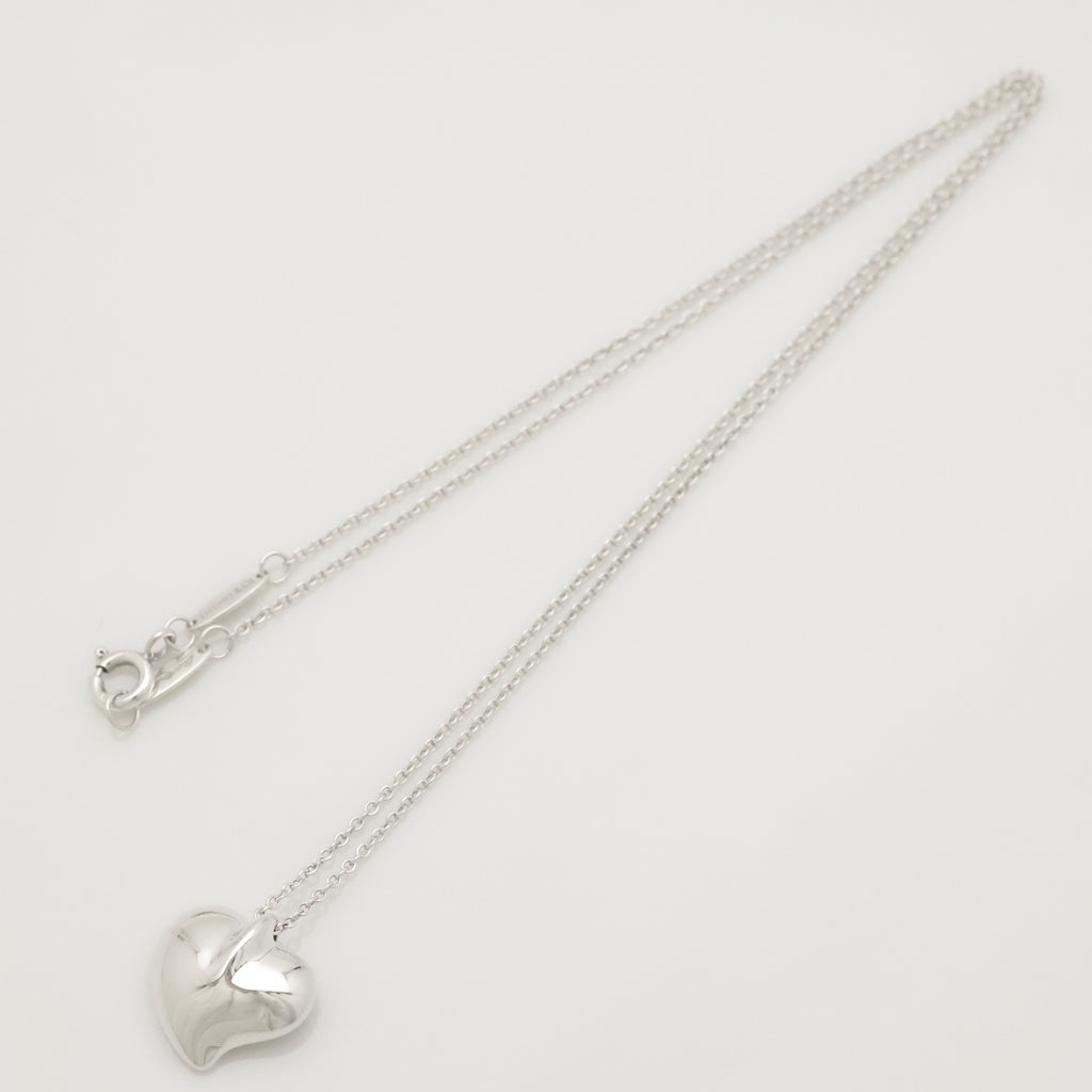 Tiffany & Co. Peretti Curved Full Heart Necklace Sterling Silver 925