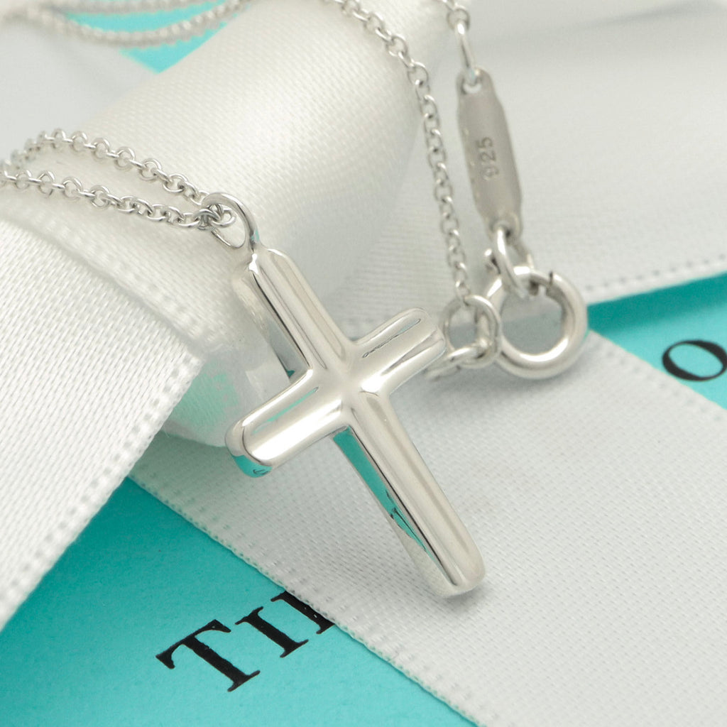  Tiffany & Co. Picasso Groove Cross Necklace Sterling Silver 925 