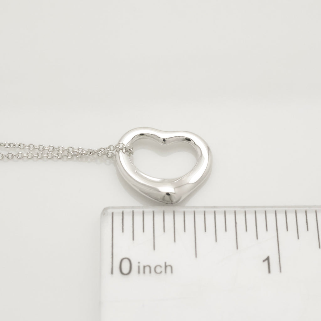 Tiffany & Co. Open Heart Pendant Necklace Sterling Silver 925