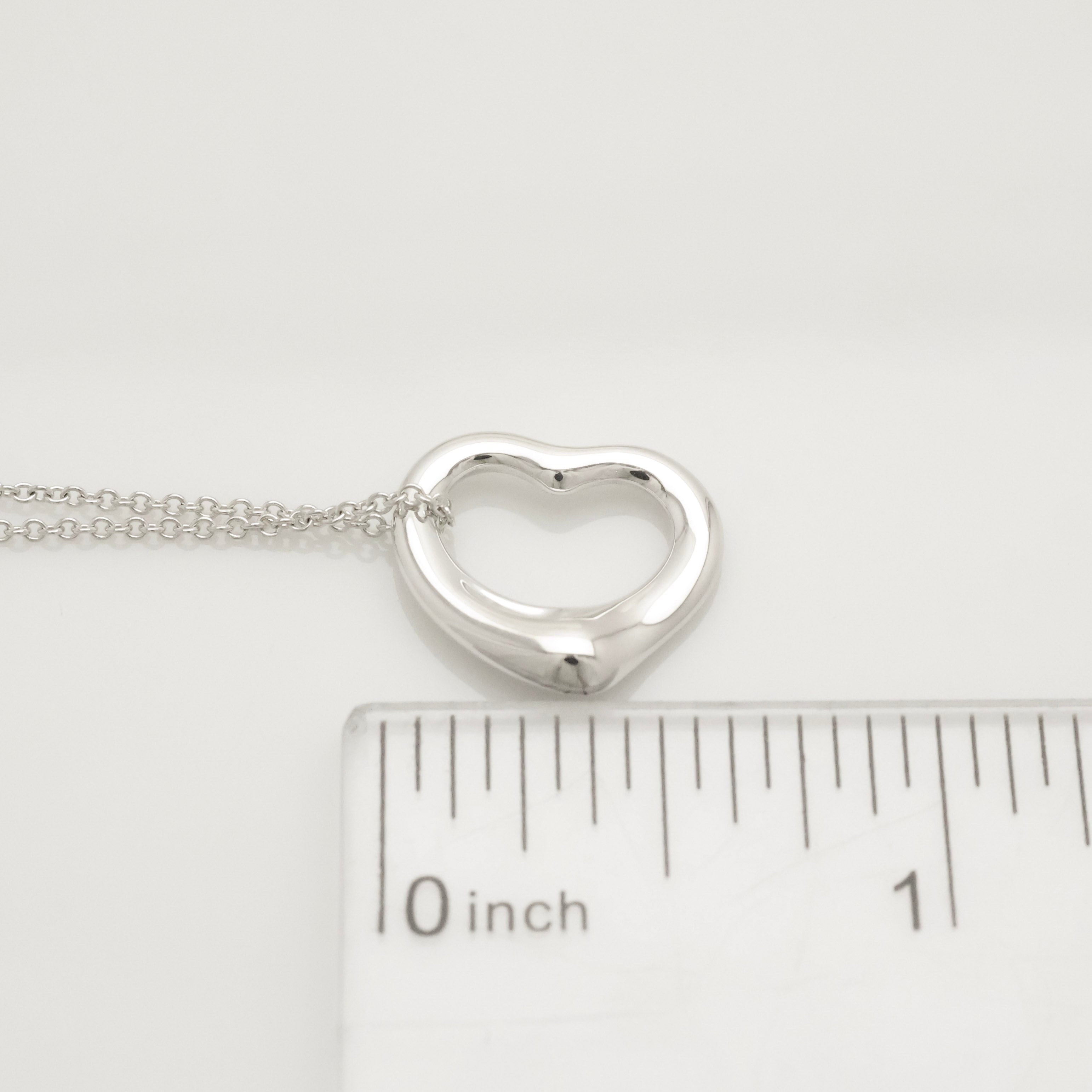 Tiffany & Co. Open Heart Pendant Necklace Sterling Silver 925