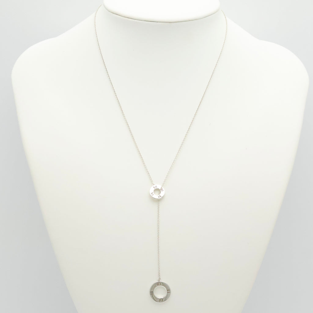 Tiffany & Co. Atlas Round Circle Lariat Necklace Sterling Silver 925