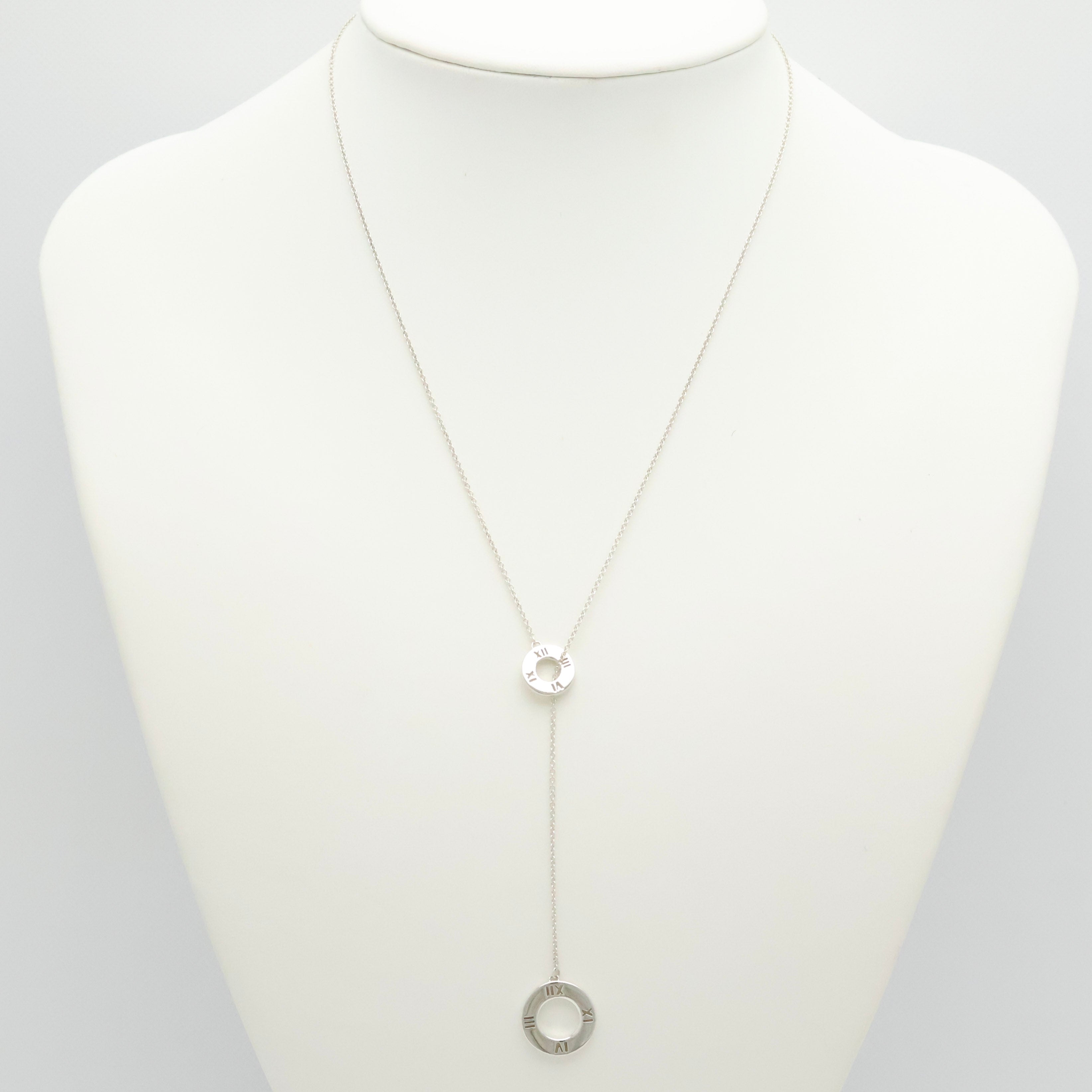 Tiffany & Co. Atlas Round Circle Lariat Necklace Sterling Silver 925