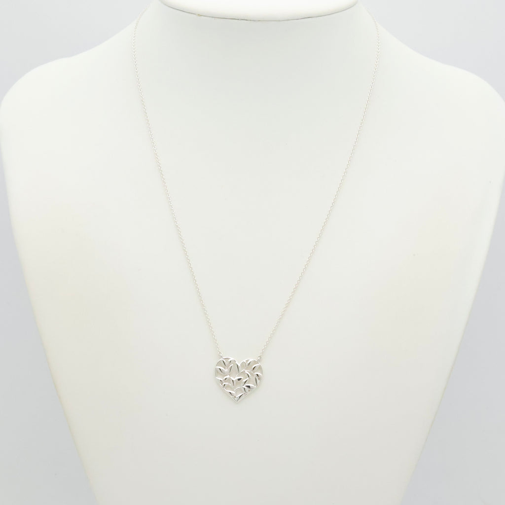 Tiffany & Co. Olive Leaf Heart Necklace Pendant Sterling Silver 925